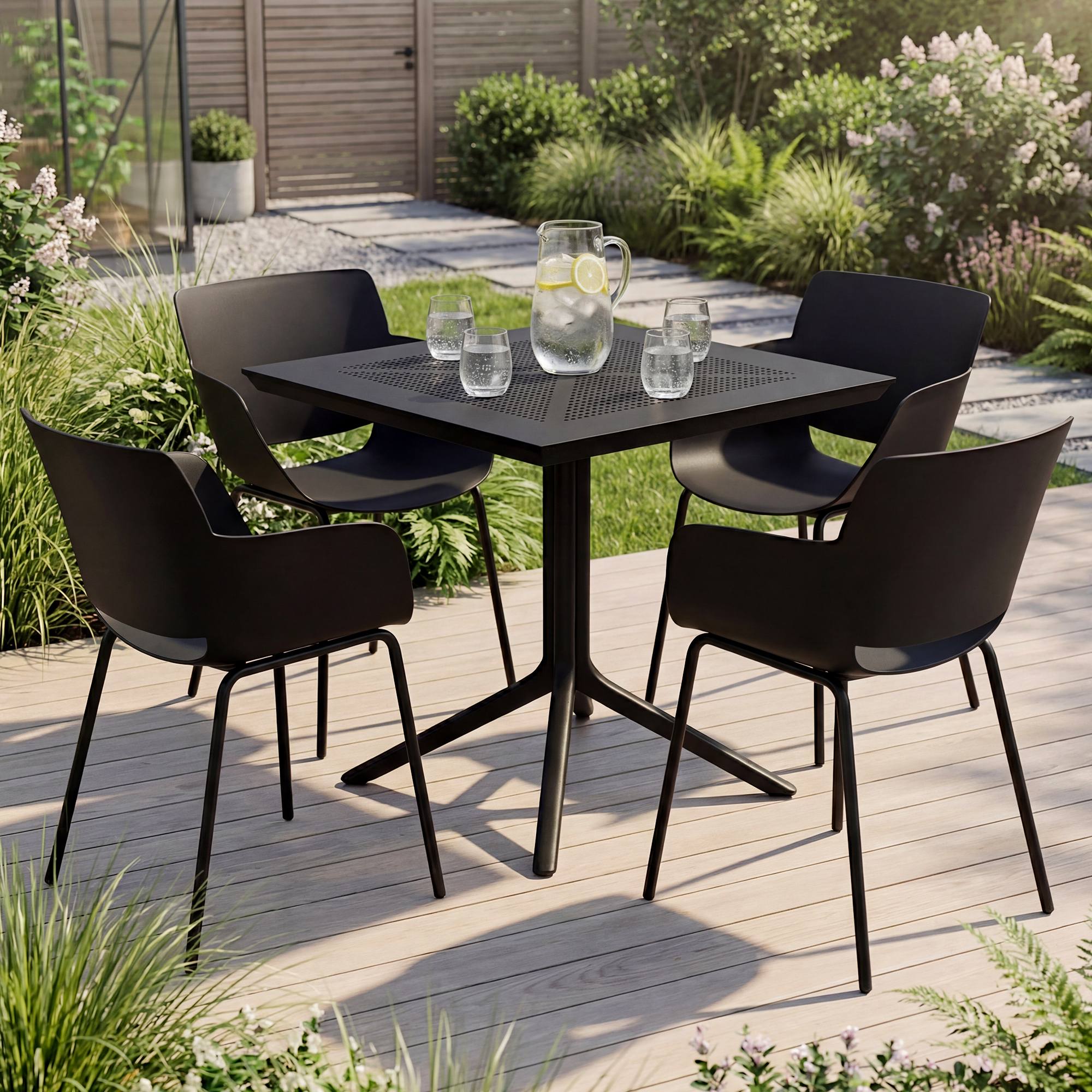 Conjunto de muebles de jardin Lirra con 4 sillas