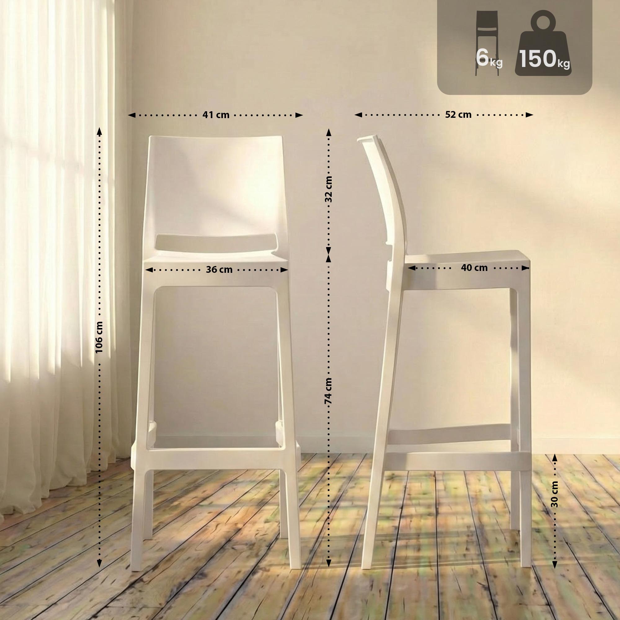 Taburete de bar Flamur - Silla alta de diseño moderno con protector de suelo y fácil montaje