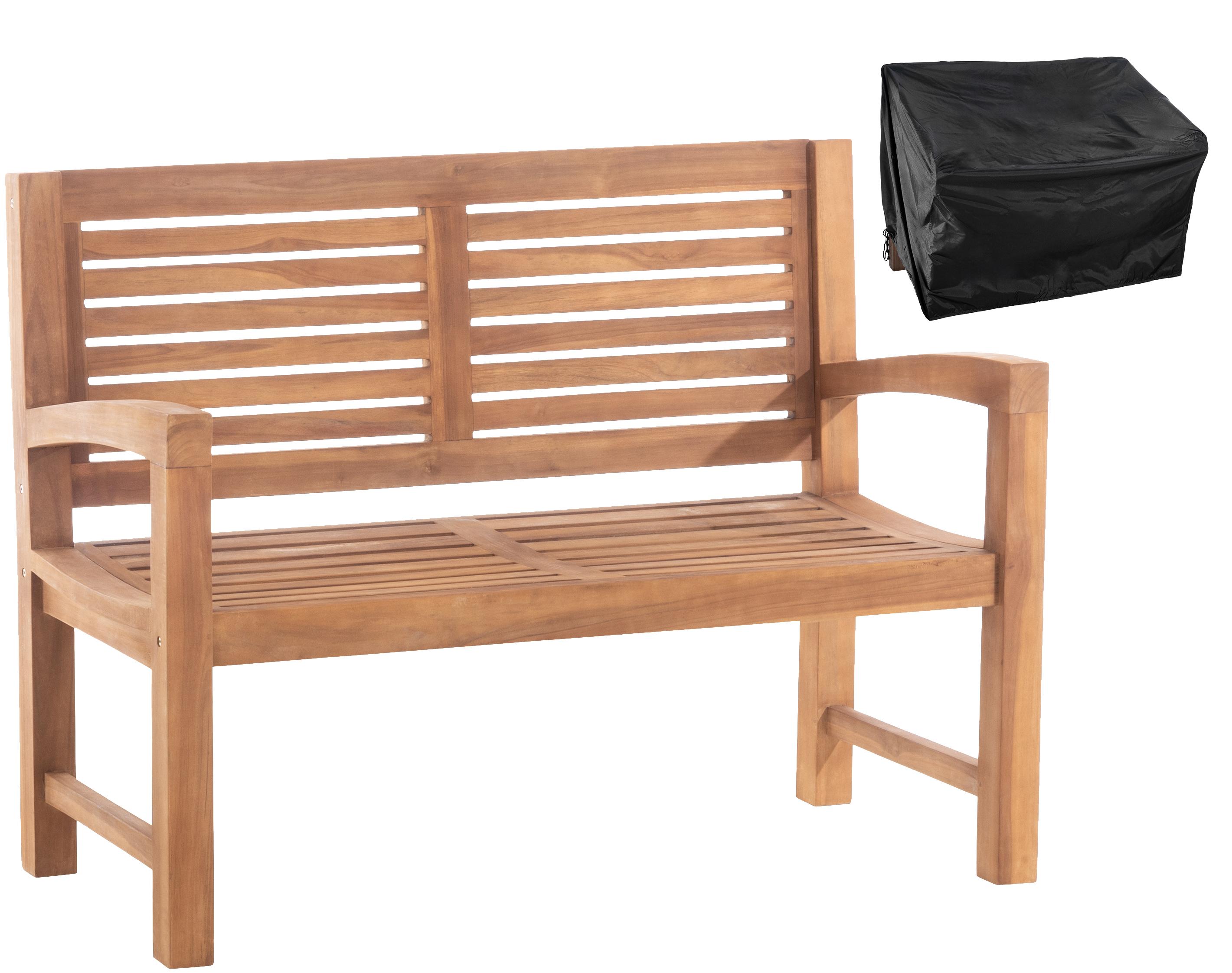 Banco de teca de 120 cm con cubierta protectora