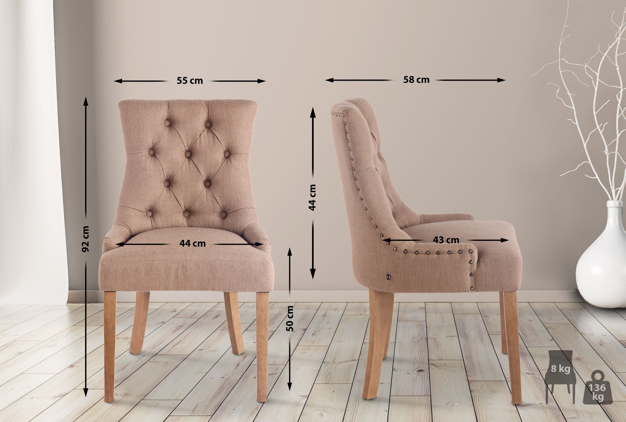 Silla De Comedor Aberdeen En Tela