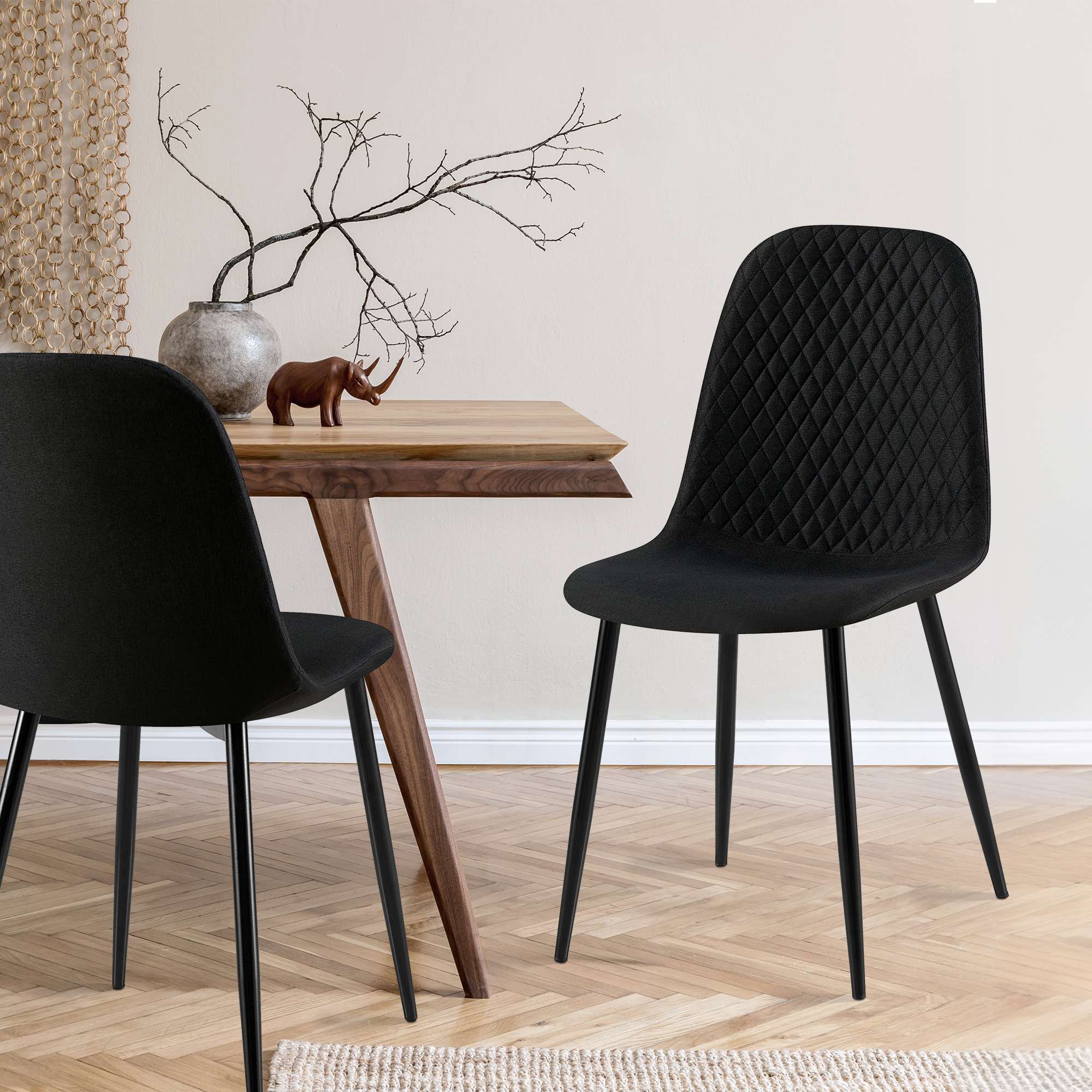 Set de 4 sillas de comedor Giverny en tela o terciopelo