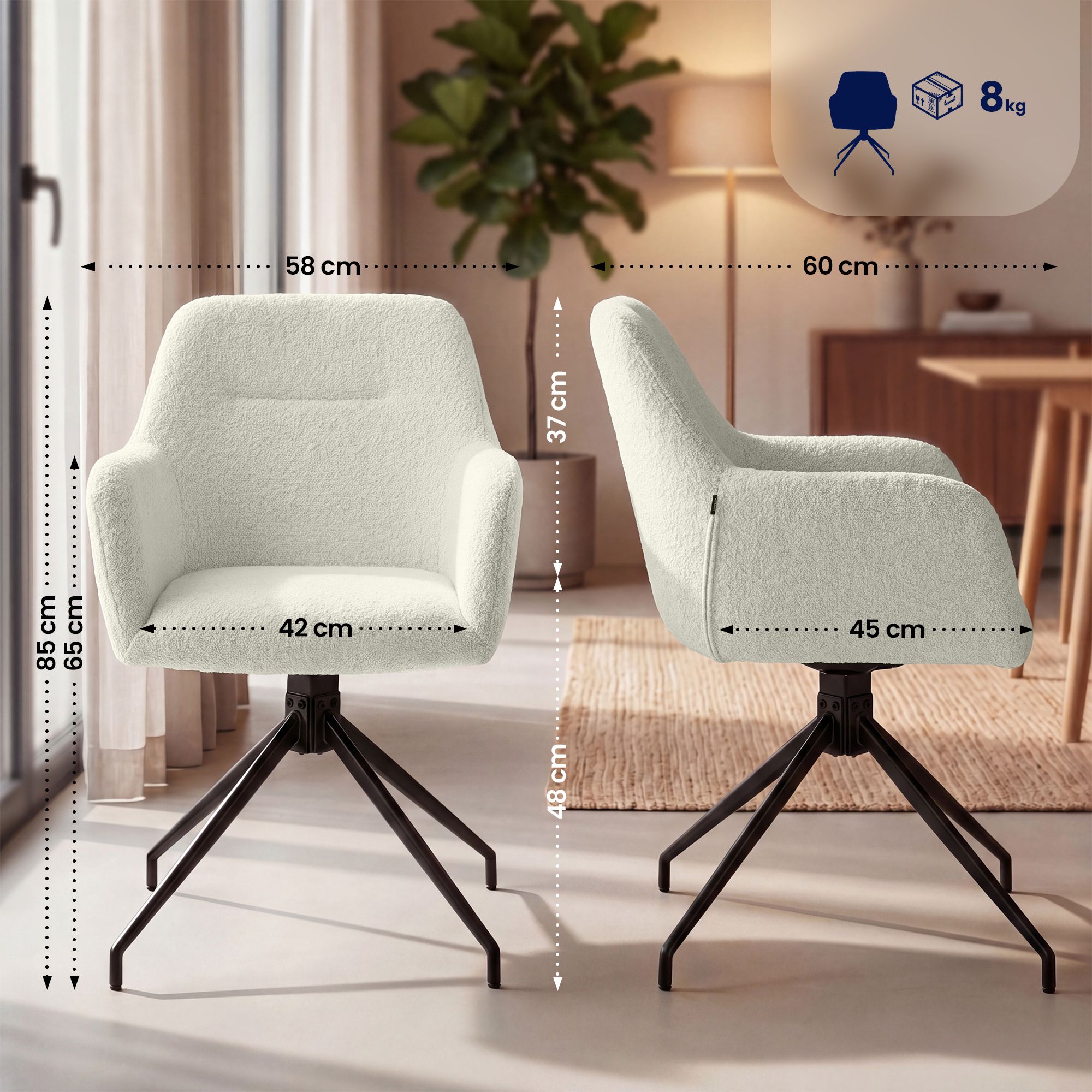 Silla de Comedor Merlinda con Tejido Teddy