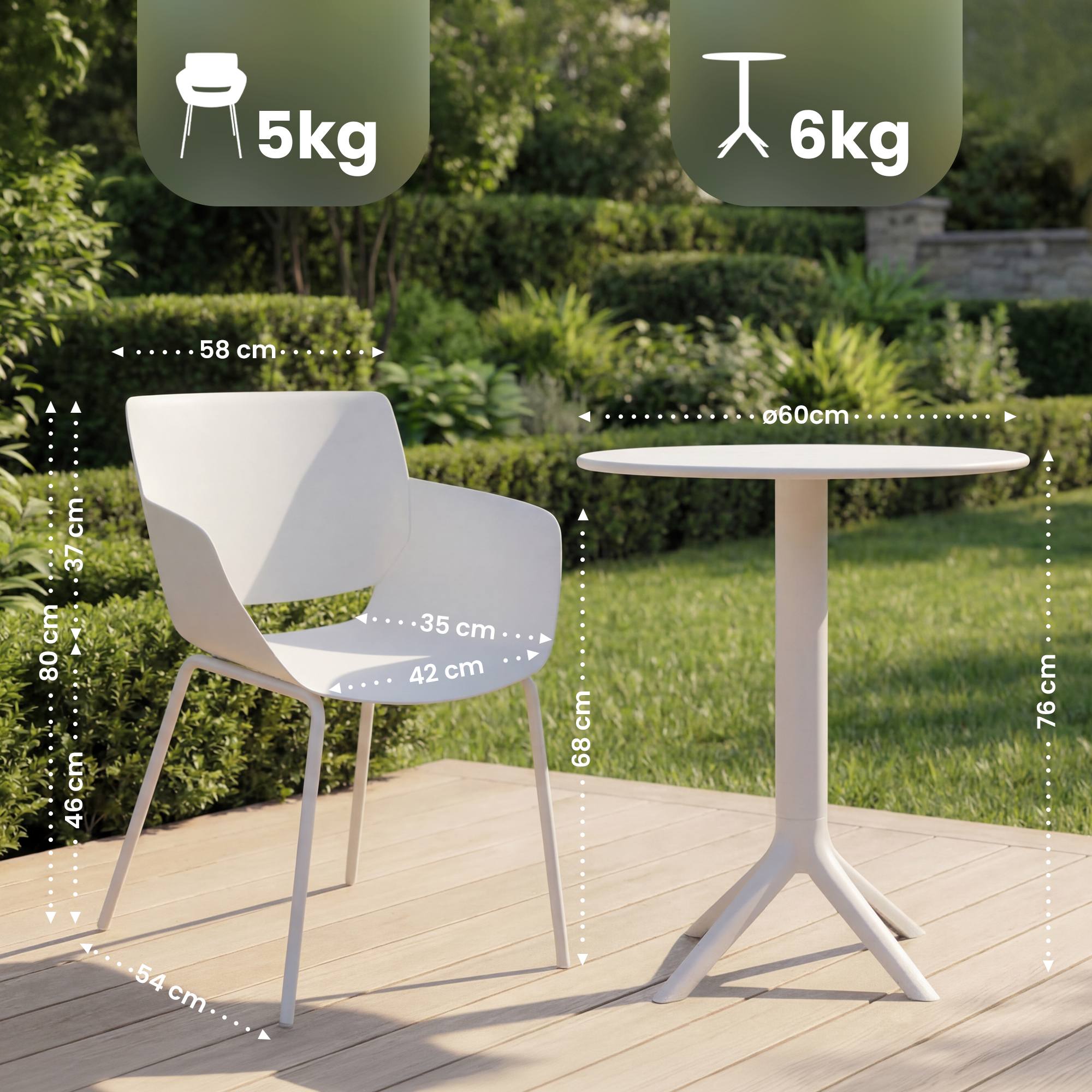 Set de Muebles de Jardín Siora con 2 Sillas para Balcón y Terraza