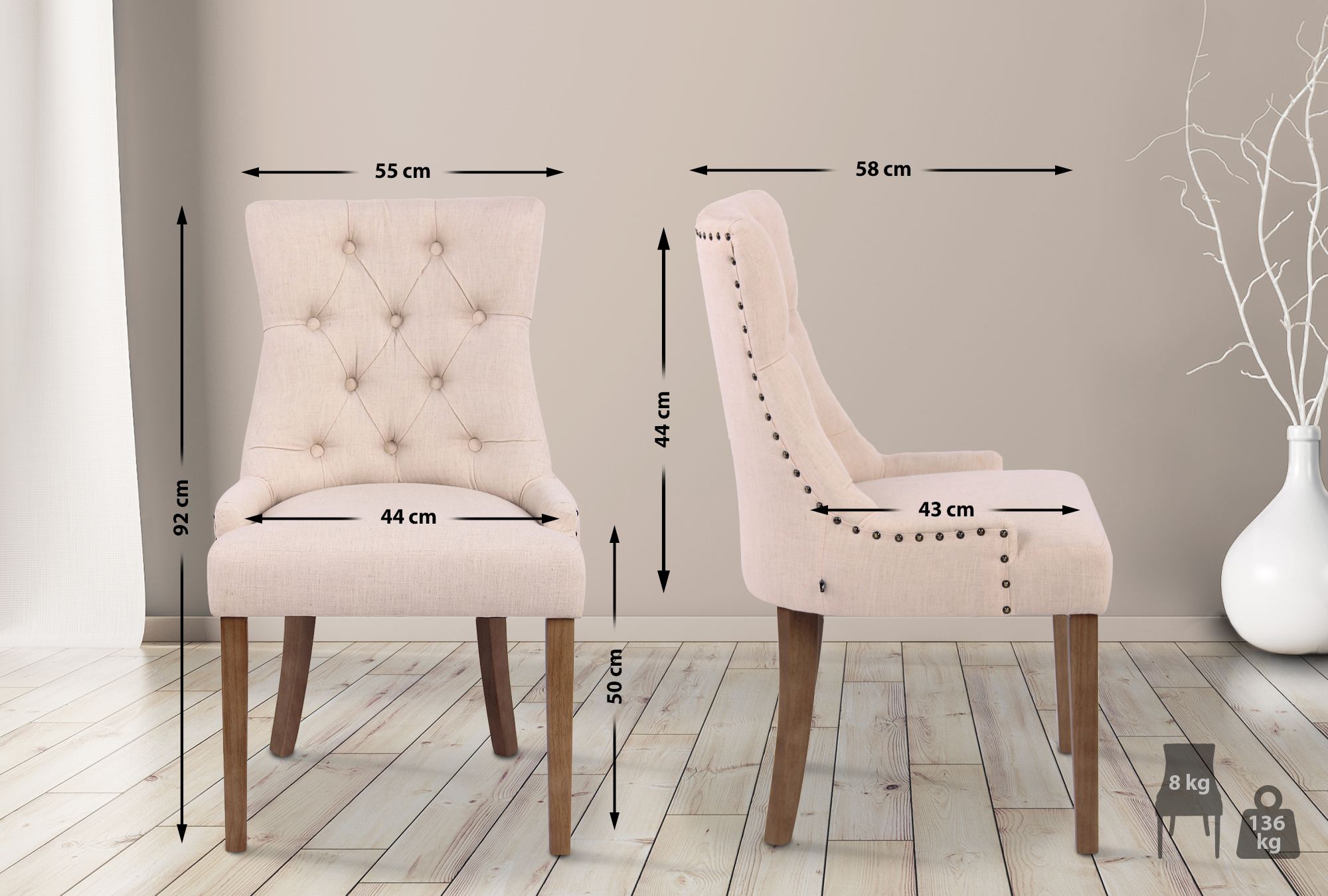 Silla De Comedor Aberdeen En Tela