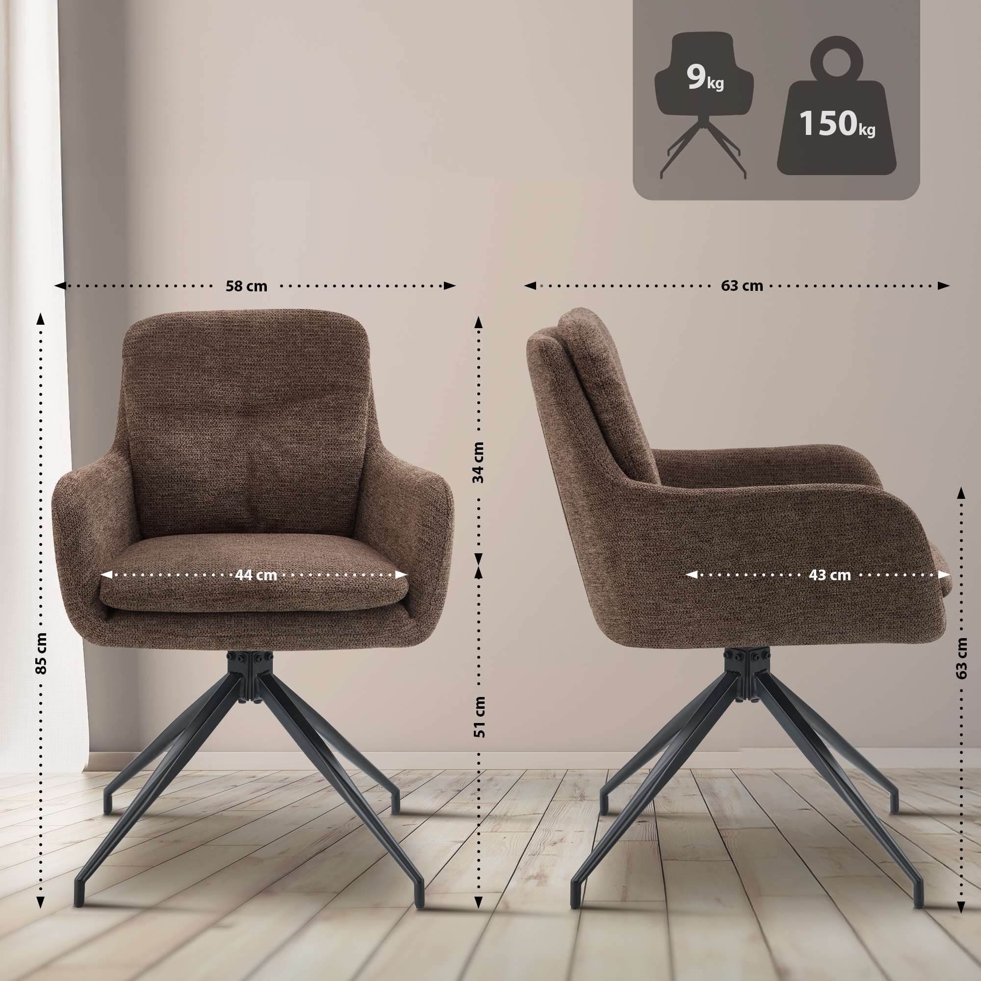 Silla de comedor Pickett tela
