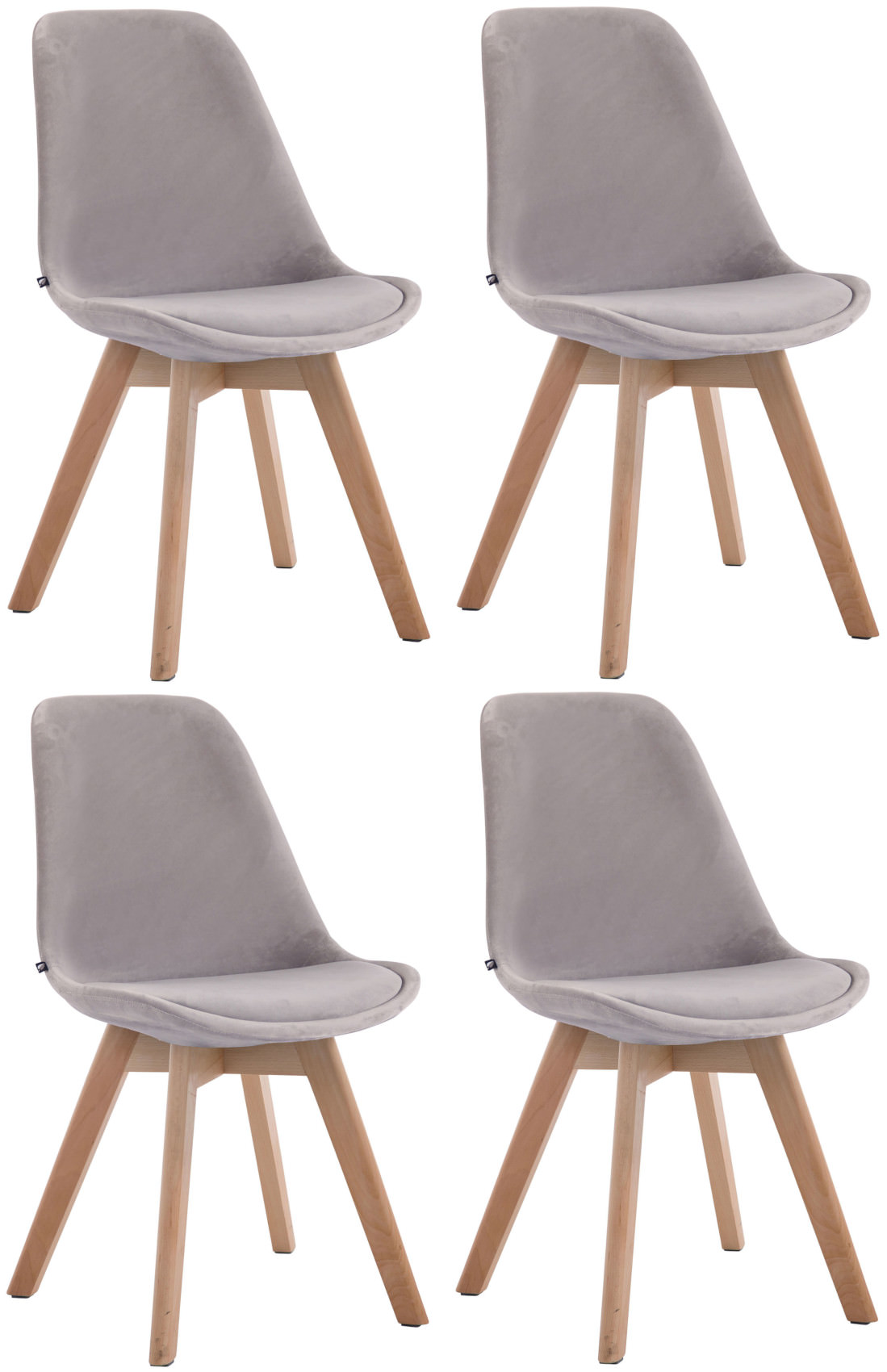 Set de 4 sillas de comedor Borneo tapizadas en terciopelo