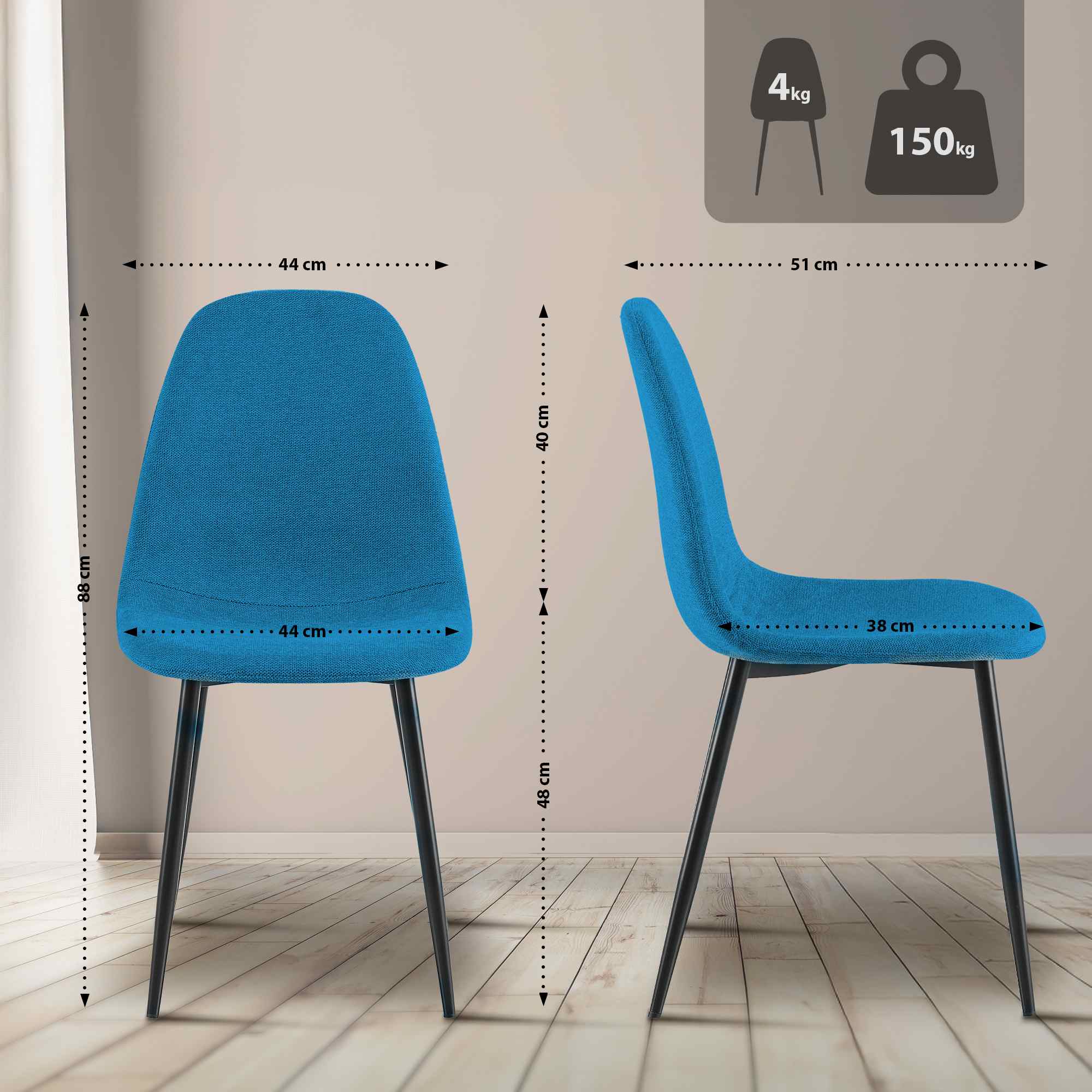 Conjunto de 4 sillas de comedor Napier