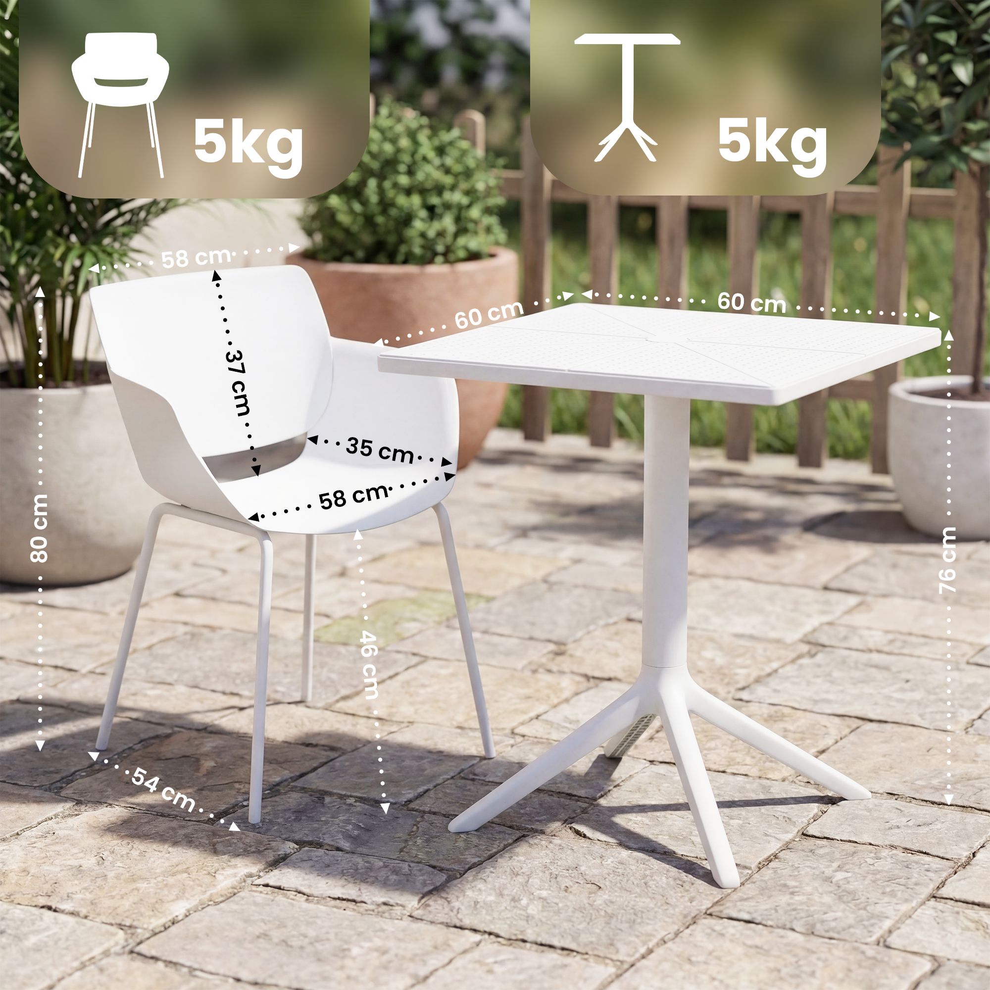 Conjunto de muebles de jardin Norva con 2 sillas