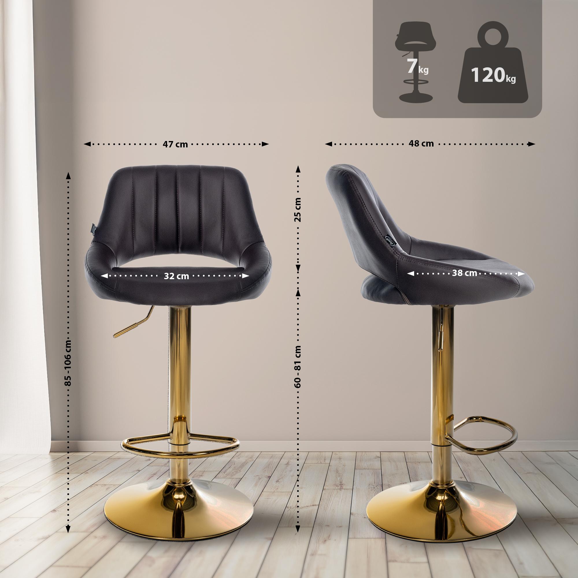 Juego de 2 taburetes de bar Milet de piel sintetica