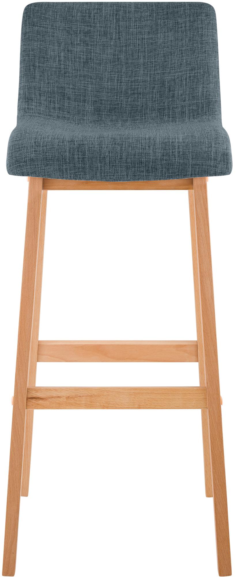Juego de 2 taburetes de bar Hover, asiento de tela, patas de madera de haya natural