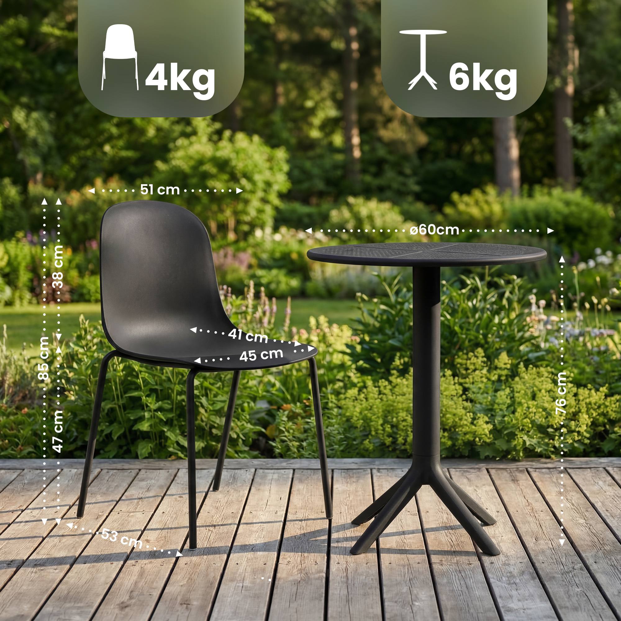 Conjunto de muebles de jardin Torin con 2 sillas