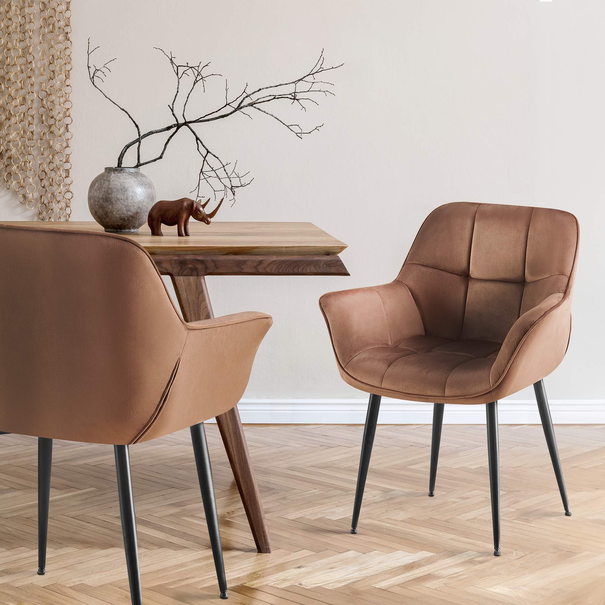 Set de 2 sillas de comedor Rosevilla en terciopelo
