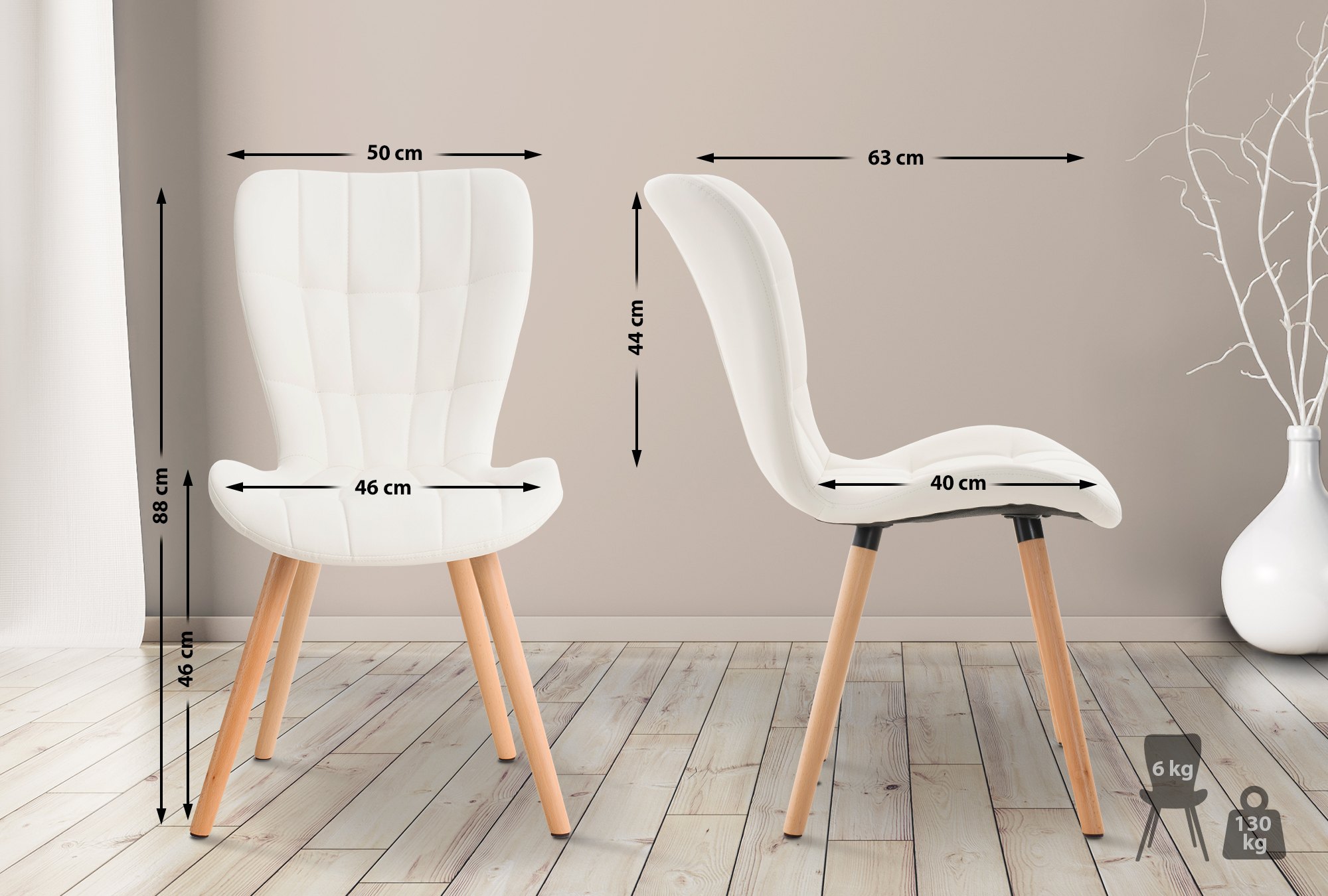 Silla de Comedor Elda Tapizada en Cuero Sintético
