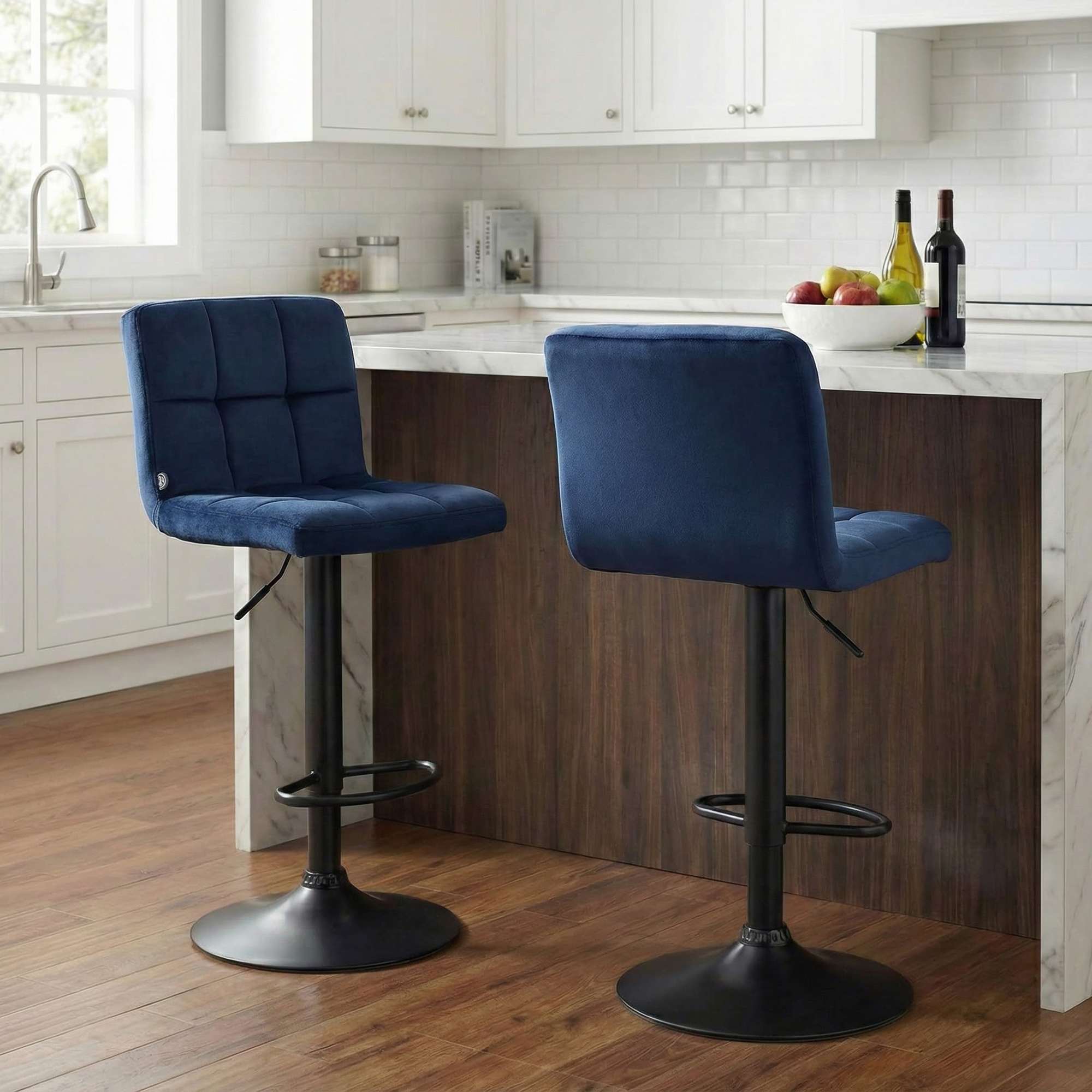 Juego de 2 taburetes de bar Peru terciopelo