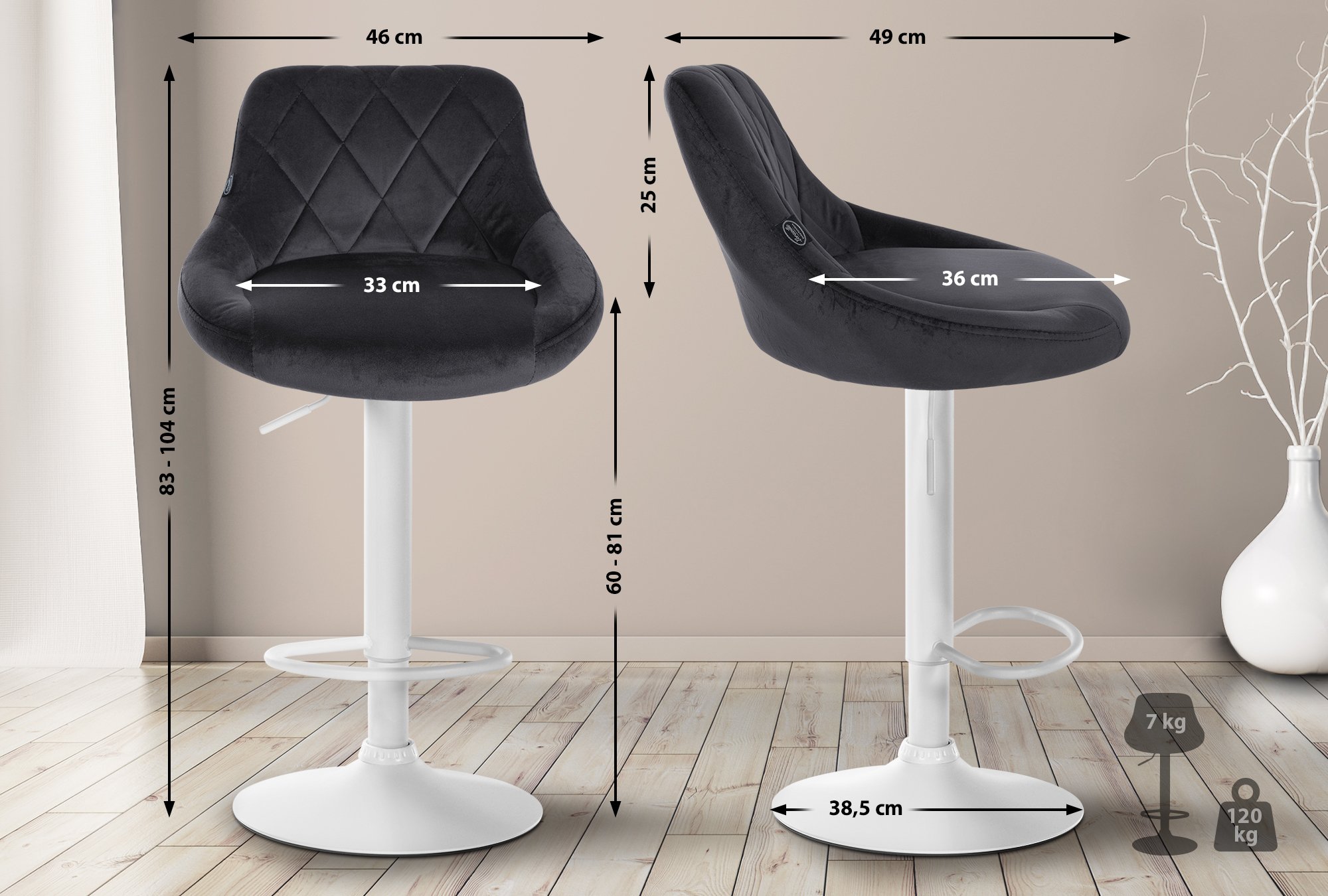 Set de 2 Taburetes Lazio en terciopelo