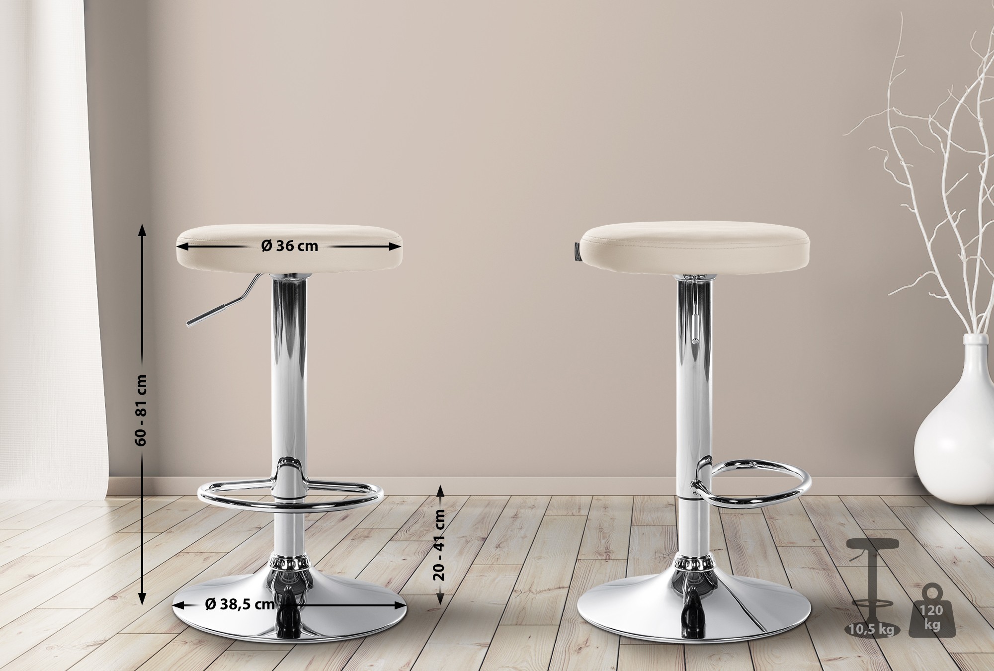 Set de 2 taburetes de bar Ponte en polipiel