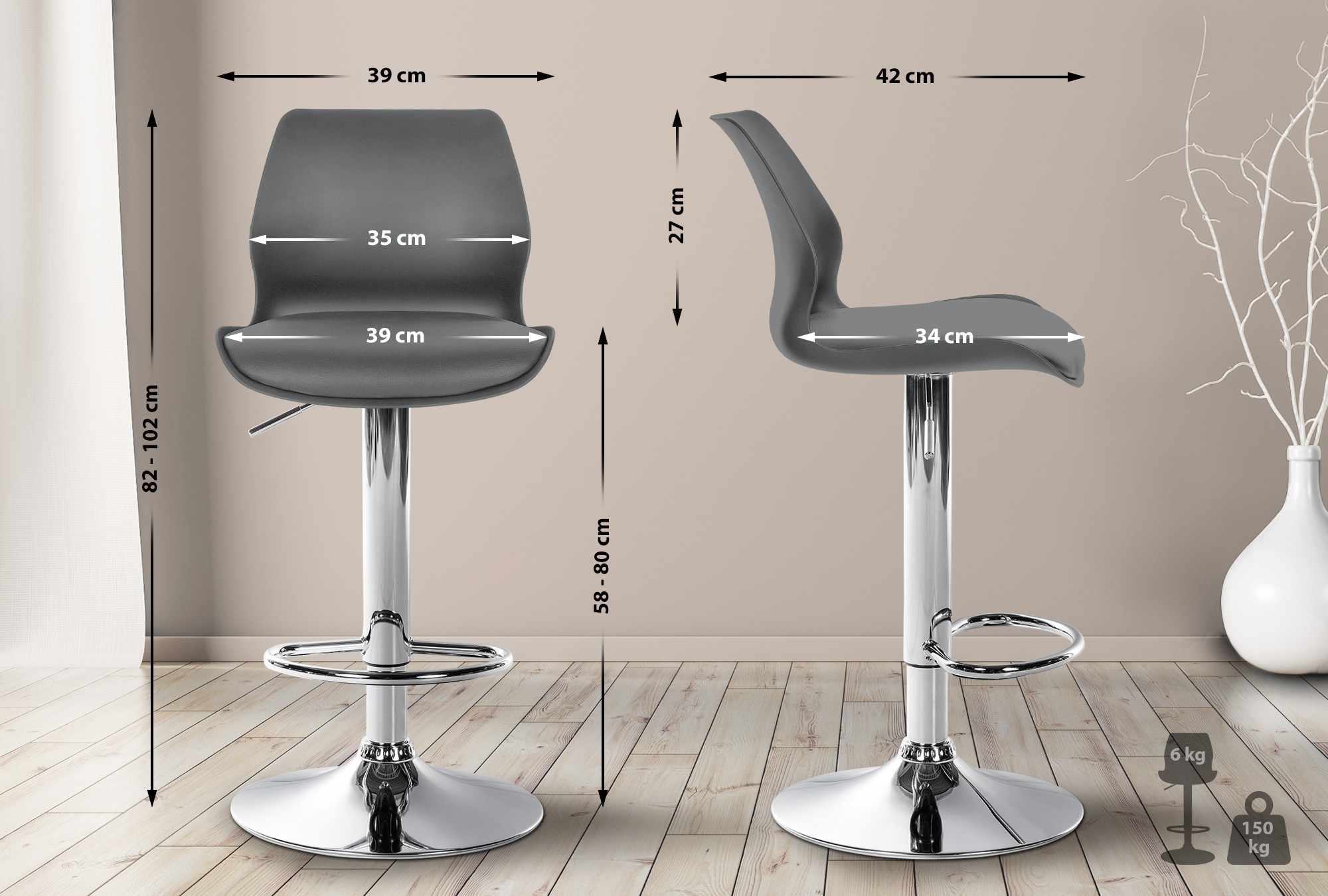 Juego de 2 Taburetes de bar Gilbert
