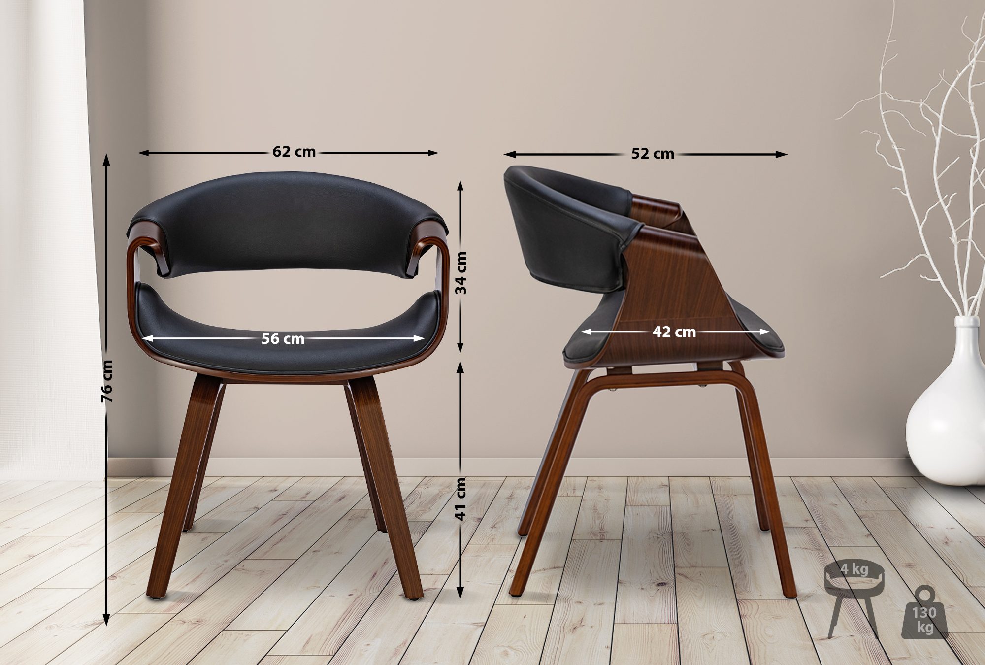 Set de 2 Sillas de comedor Foley
