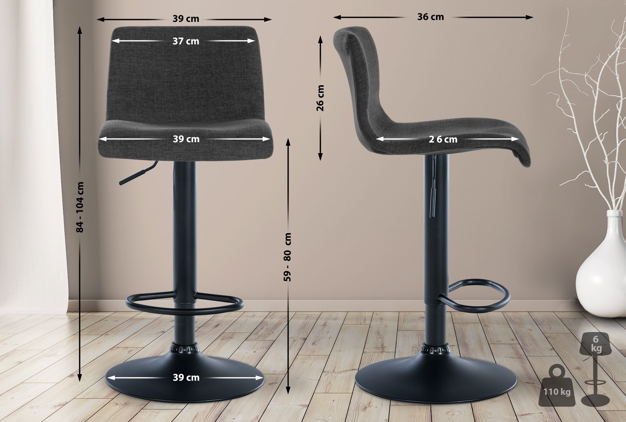 Set de 2 Taburetes de bar Branford