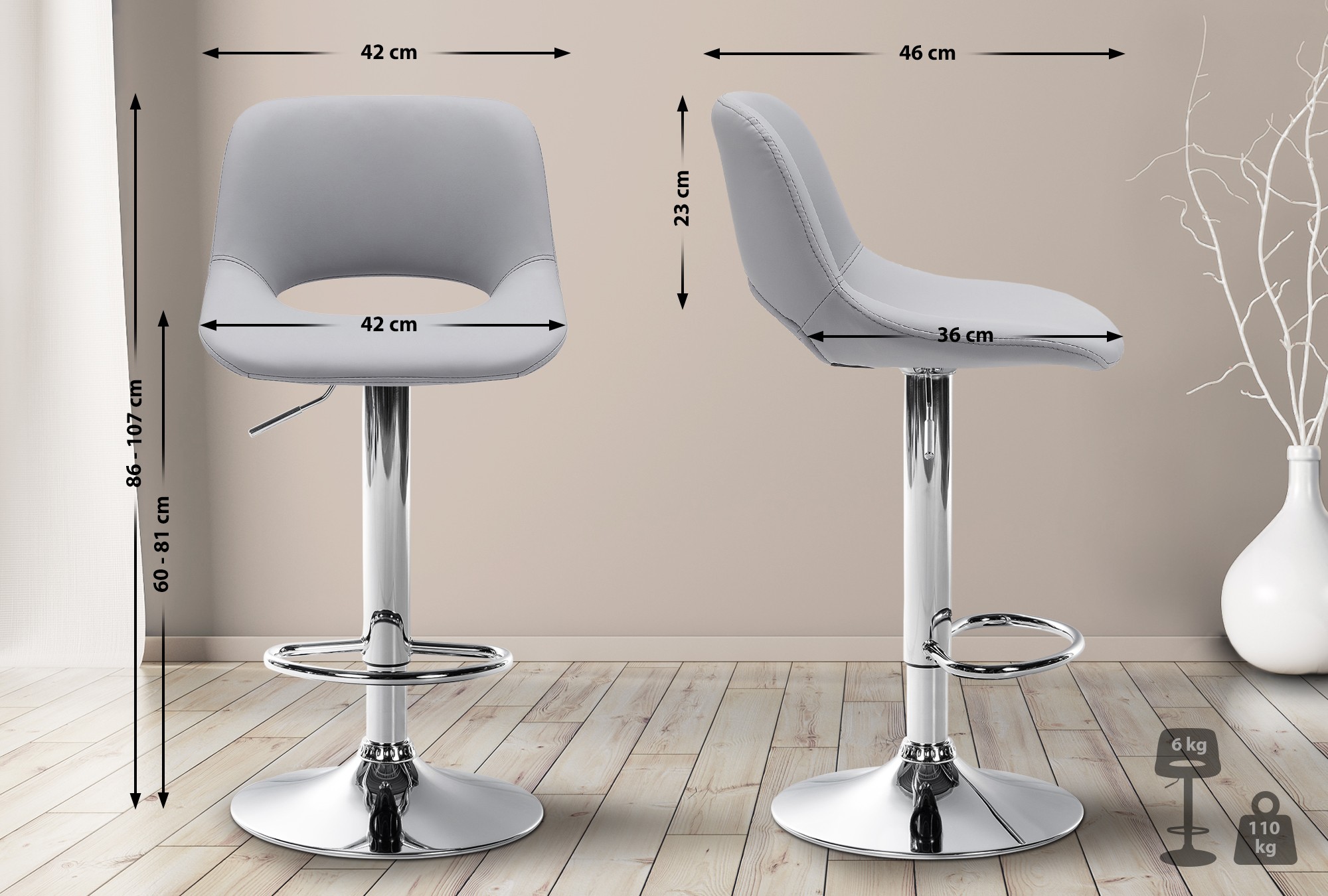 Set de 2 Taburetes de bar Camden En Polipiel