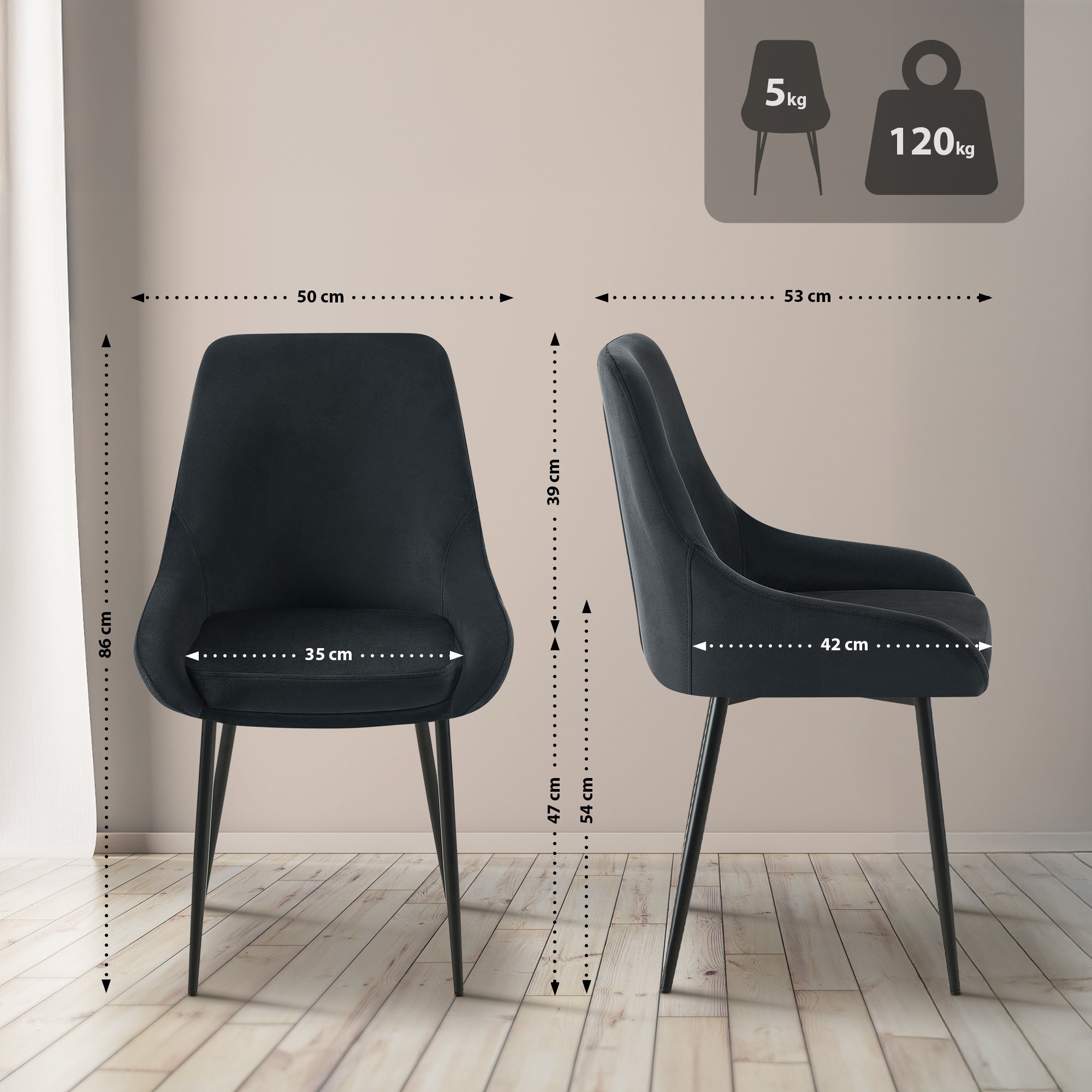 Silla de comedor Elmira Terciopelo