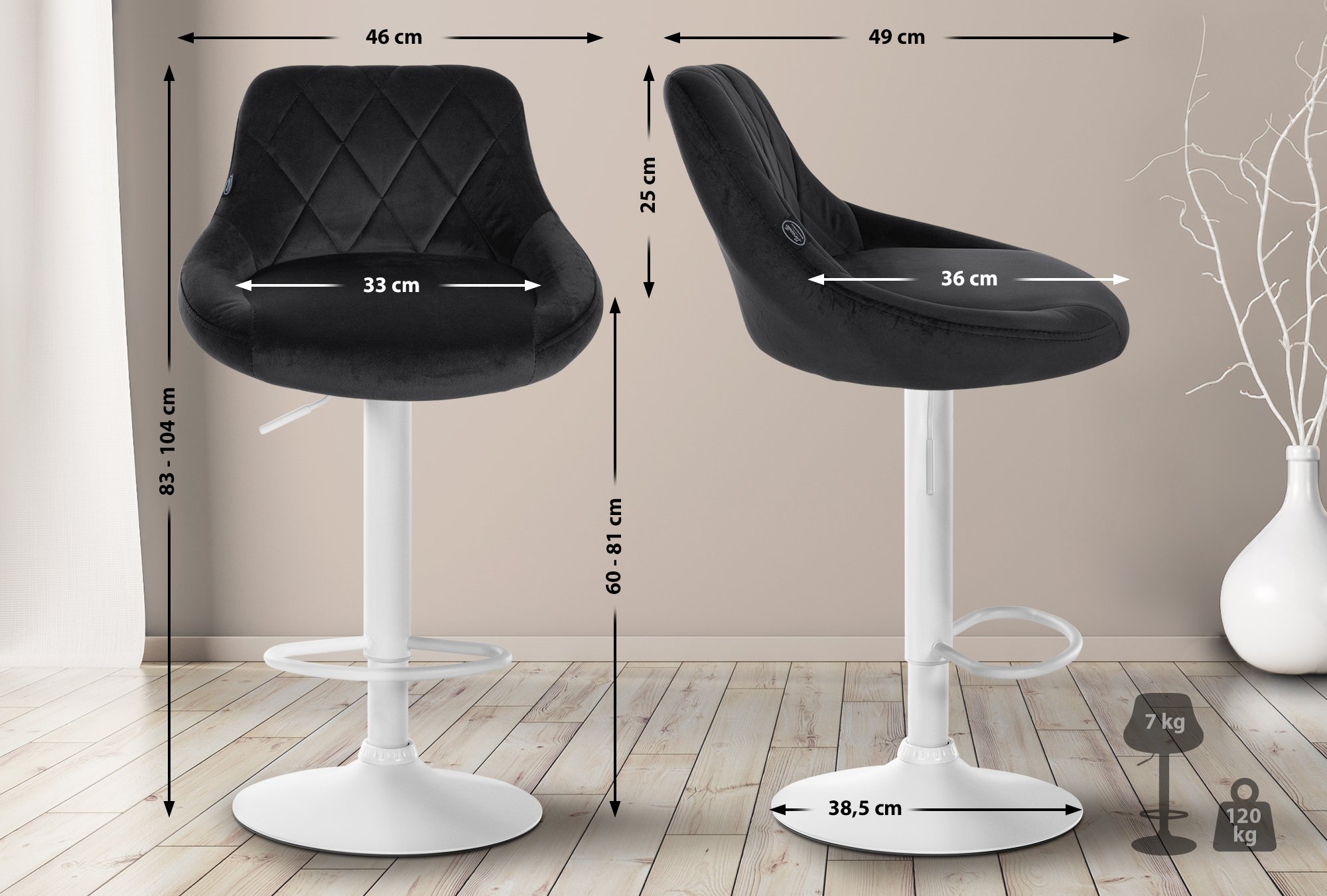 Set de 2 Taburetes Lazio en terciopelo