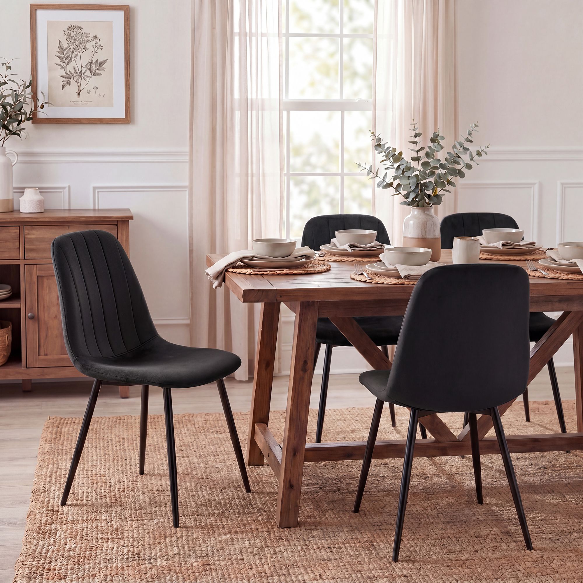 Juego de 4 sillas de comedor Baxter de terciopelo
