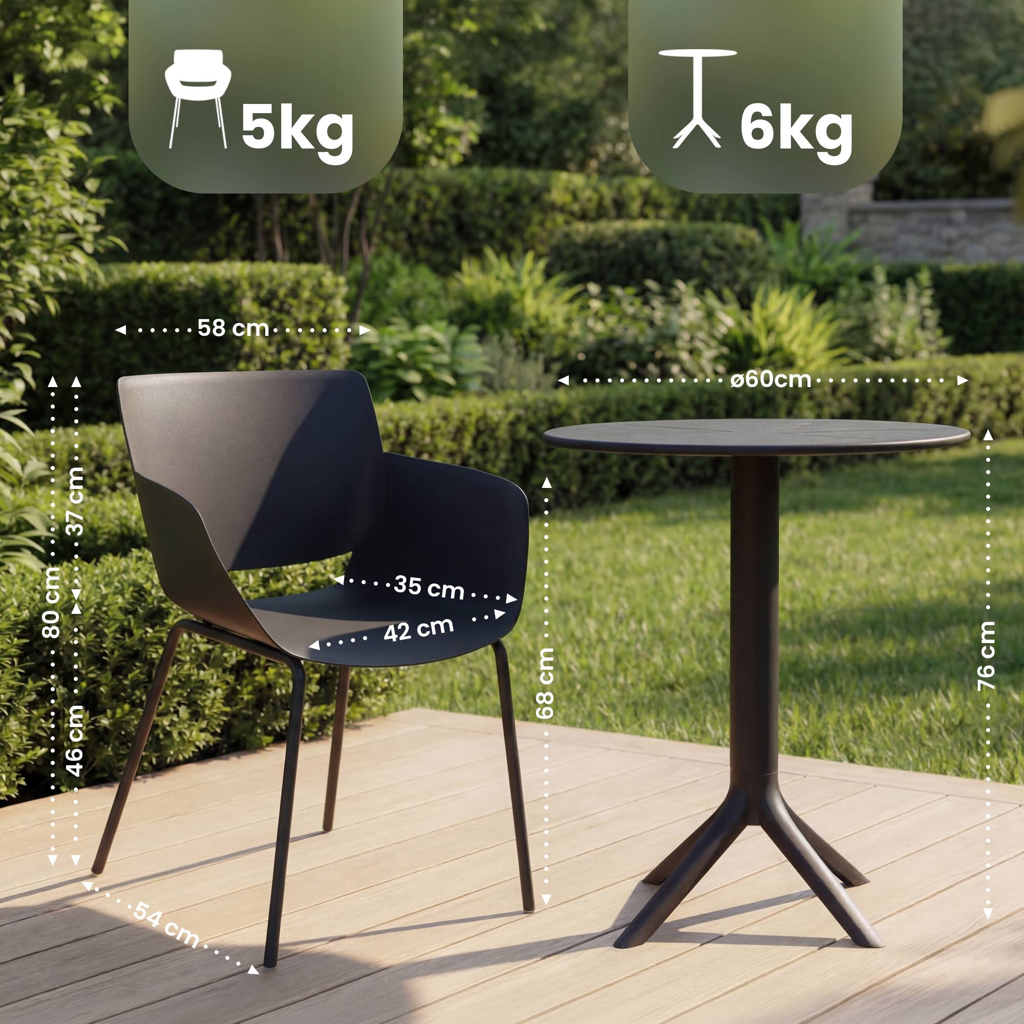 Set de Muebles de Jardín Siora con 2 Sillas para Balcón y Terraza