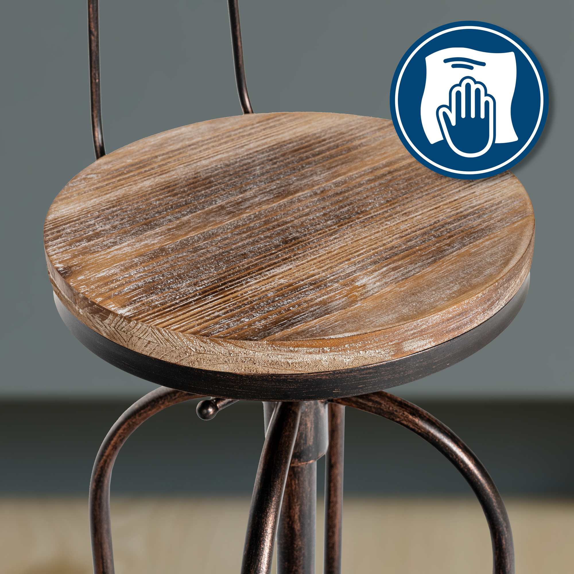Set de 2 Taburetes de bar Pino en madera & metal