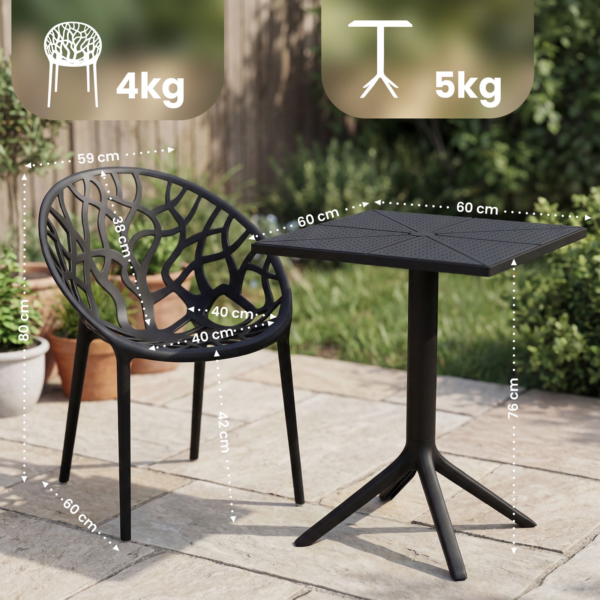 Conjunto de muebles de jardin Neriva con 2 sillas