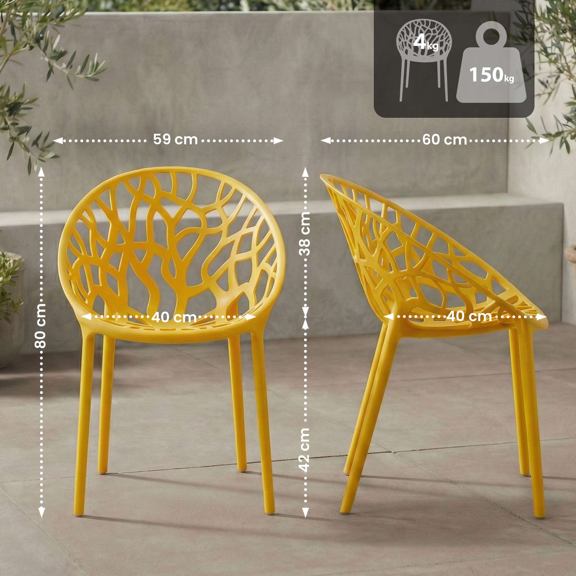 Juego de 2 Sillas de Jardín Hope