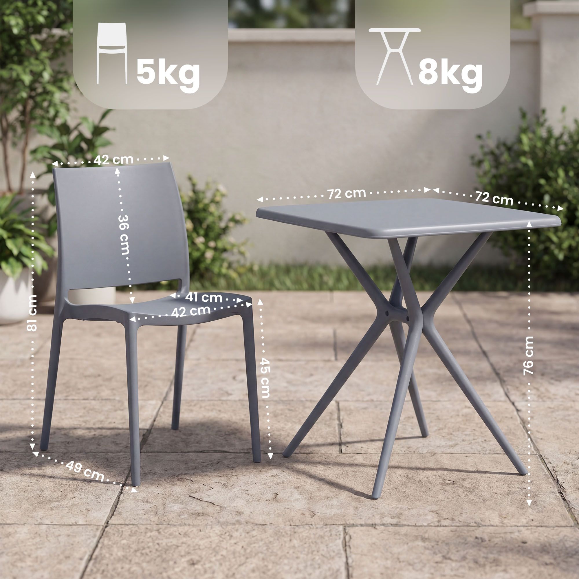 Conjunto de Muebles de Jardín Amino con 4 Sillas