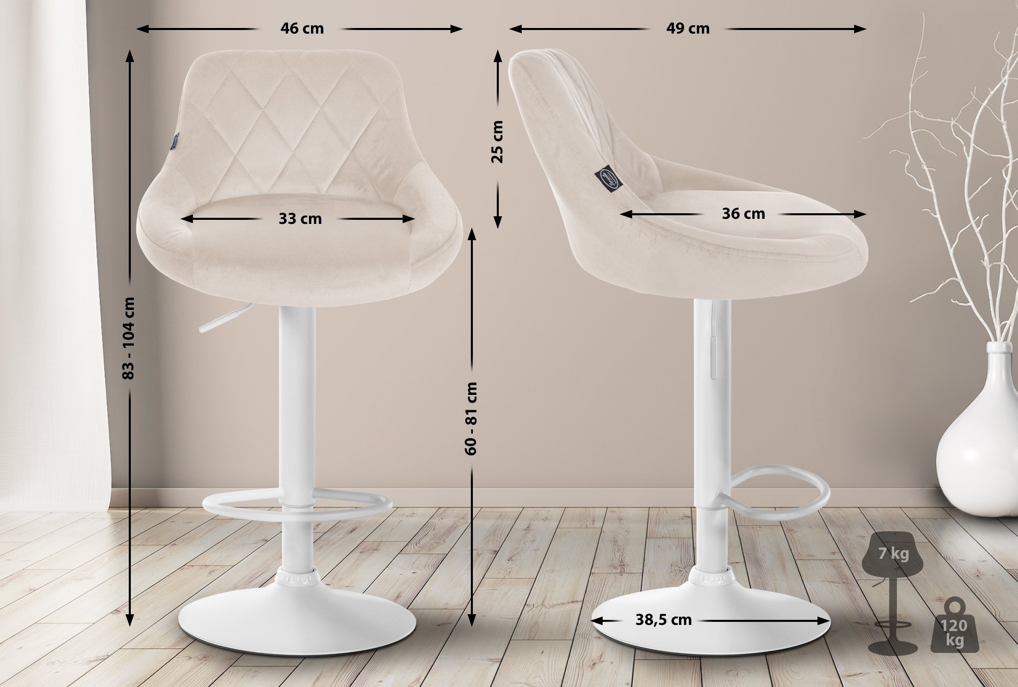 Set de 2 Taburetes Lazio en terciopelo