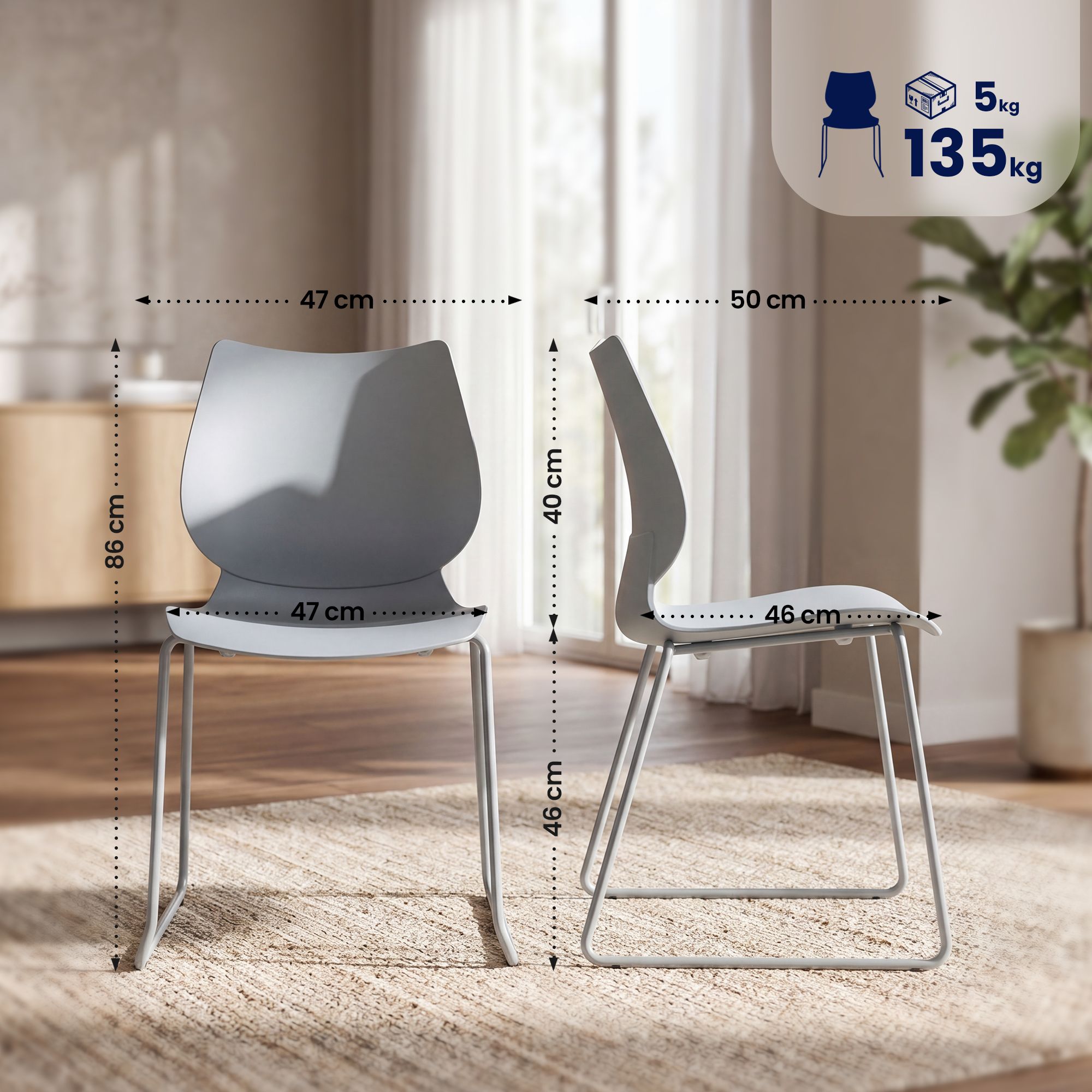 Set de 4 sillas apilables Houma