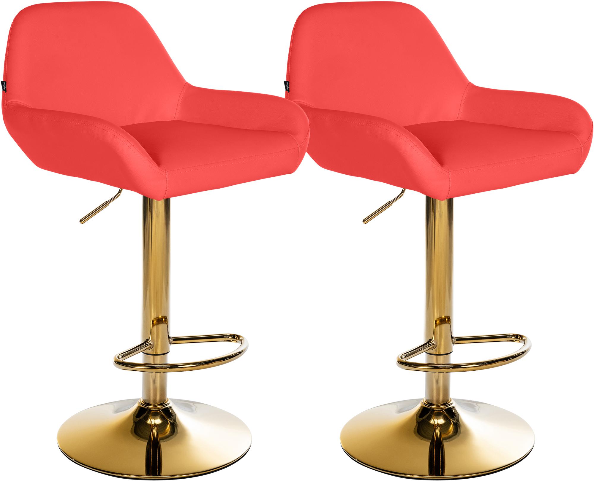 Set de 2 taburetes de bar Braga en polipiel con base dorada