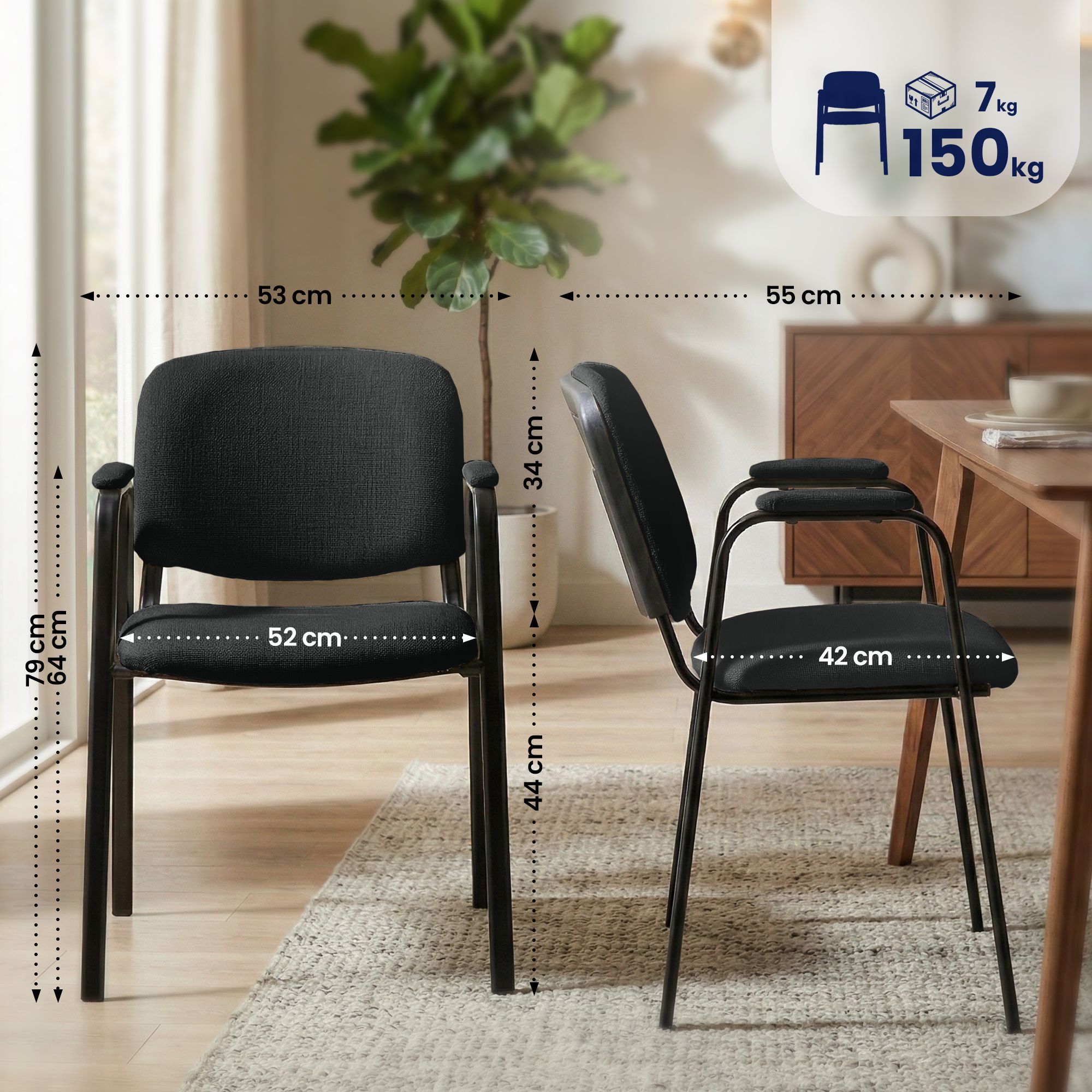 Set de 4 Sillas Apilables Ken Pro de Tela