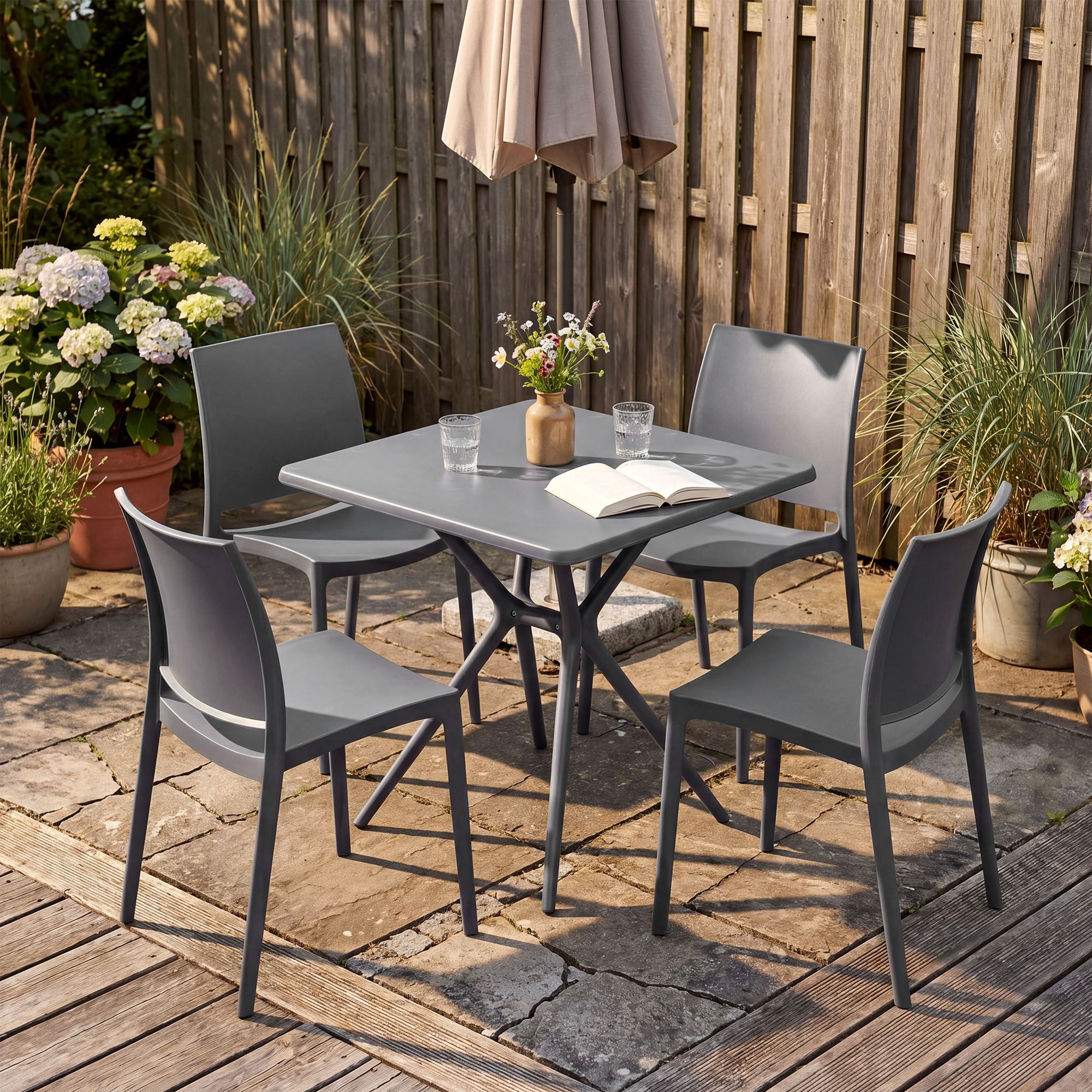 Conjunto de Muebles de Jardín Amino con 4 Sillas