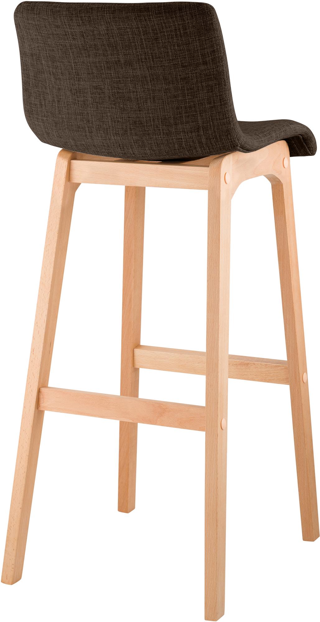 Juego de 2 taburetes de bar Hover, asiento de tela, patas de madera de haya natural