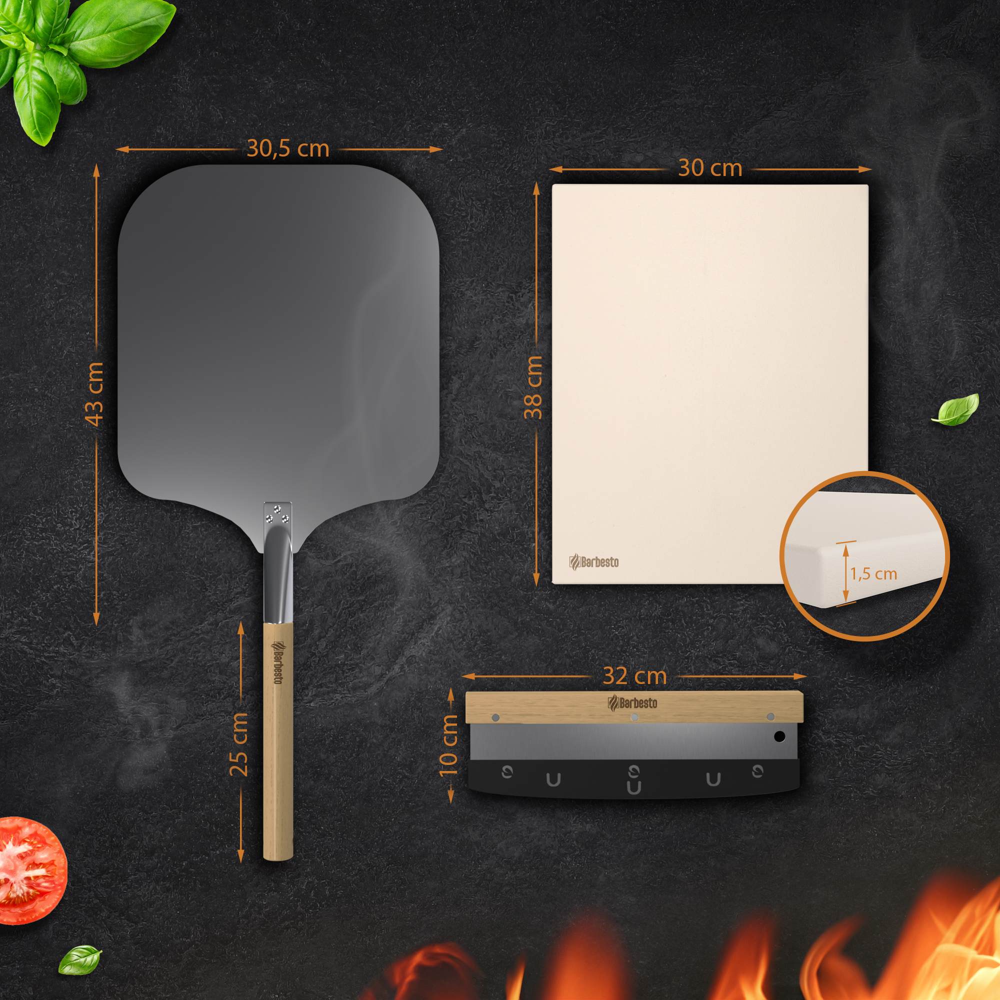 Set de piedra & utensilios para preparar pizza