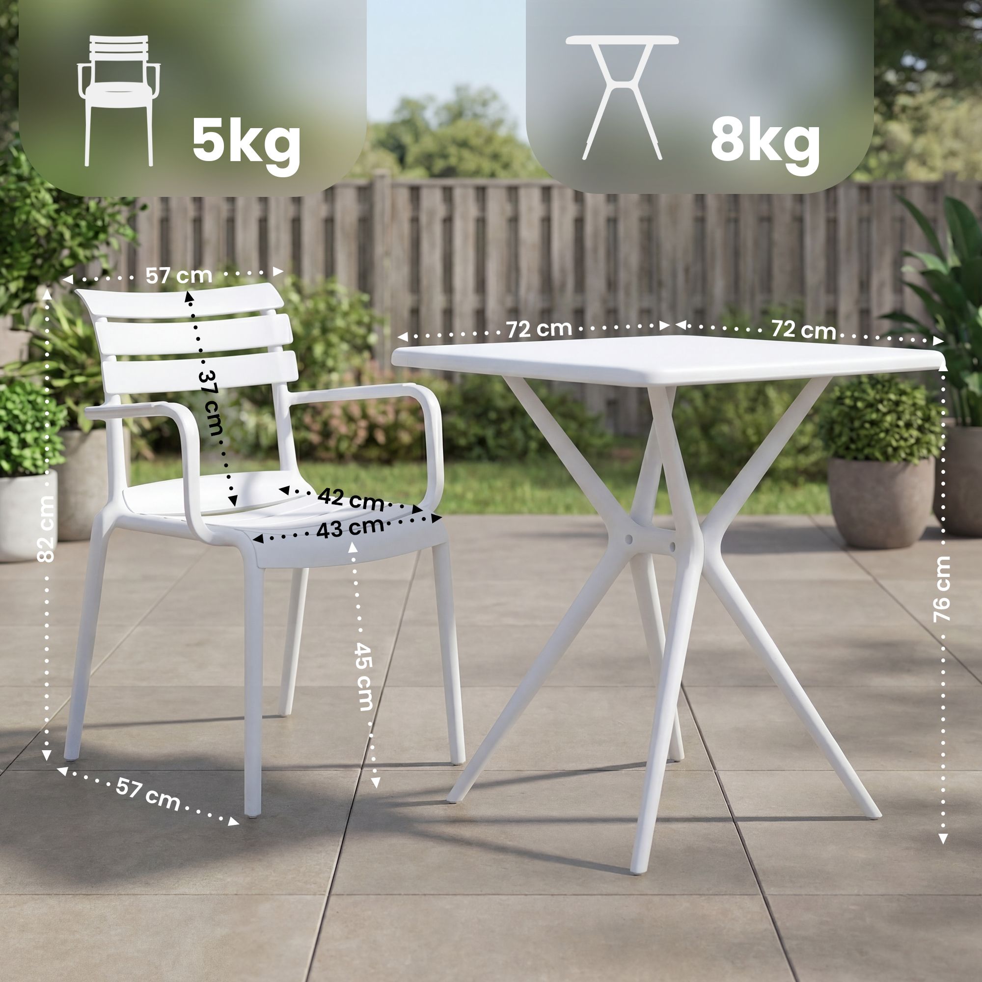 Conjunto de Muebles de Jardín Avena con 4 Sillas