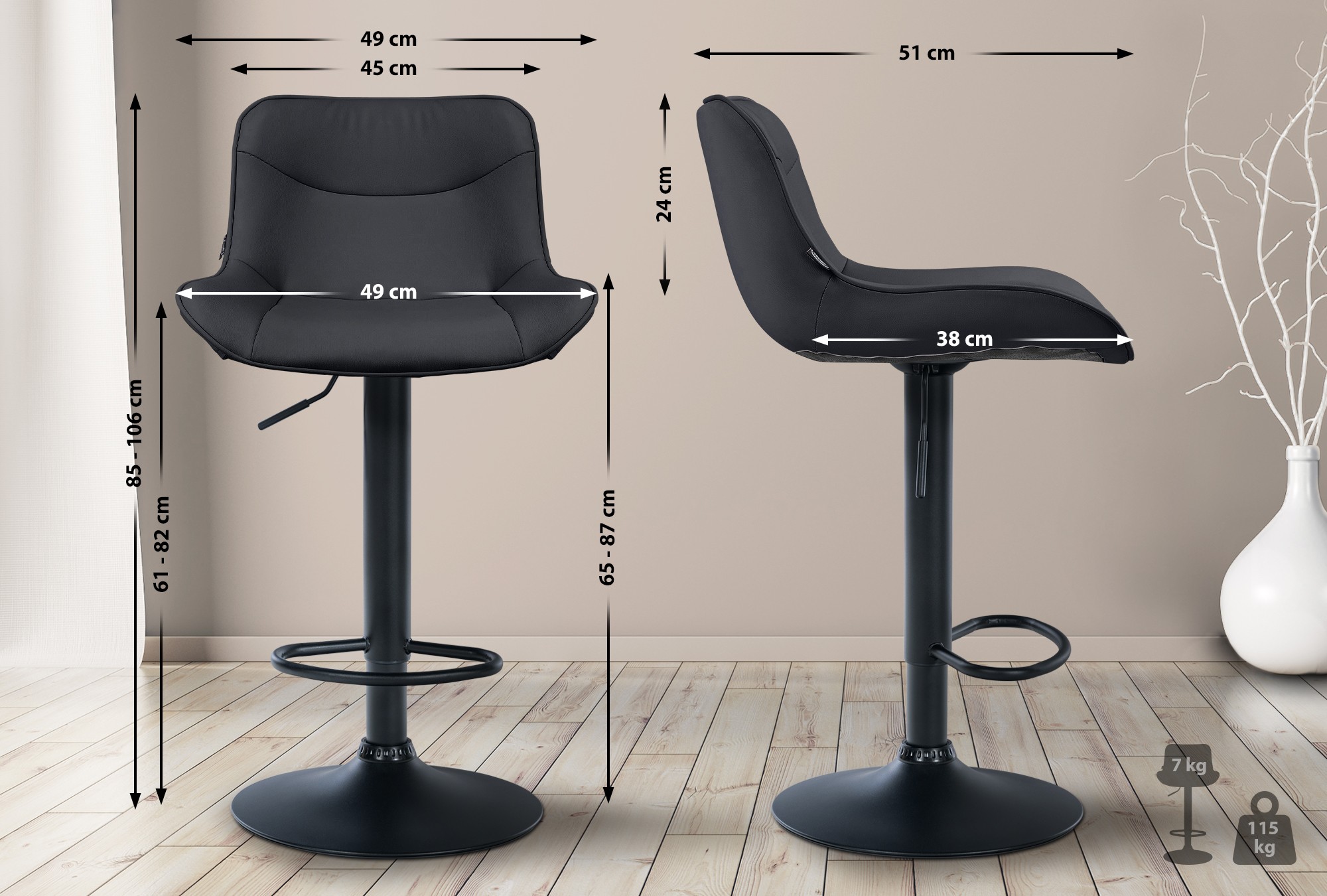 Taburete de bar Vonore en polipiel