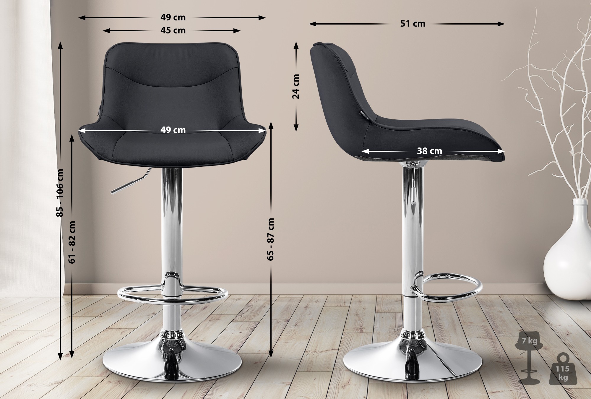 Taburete de bar Vonore en polipiel