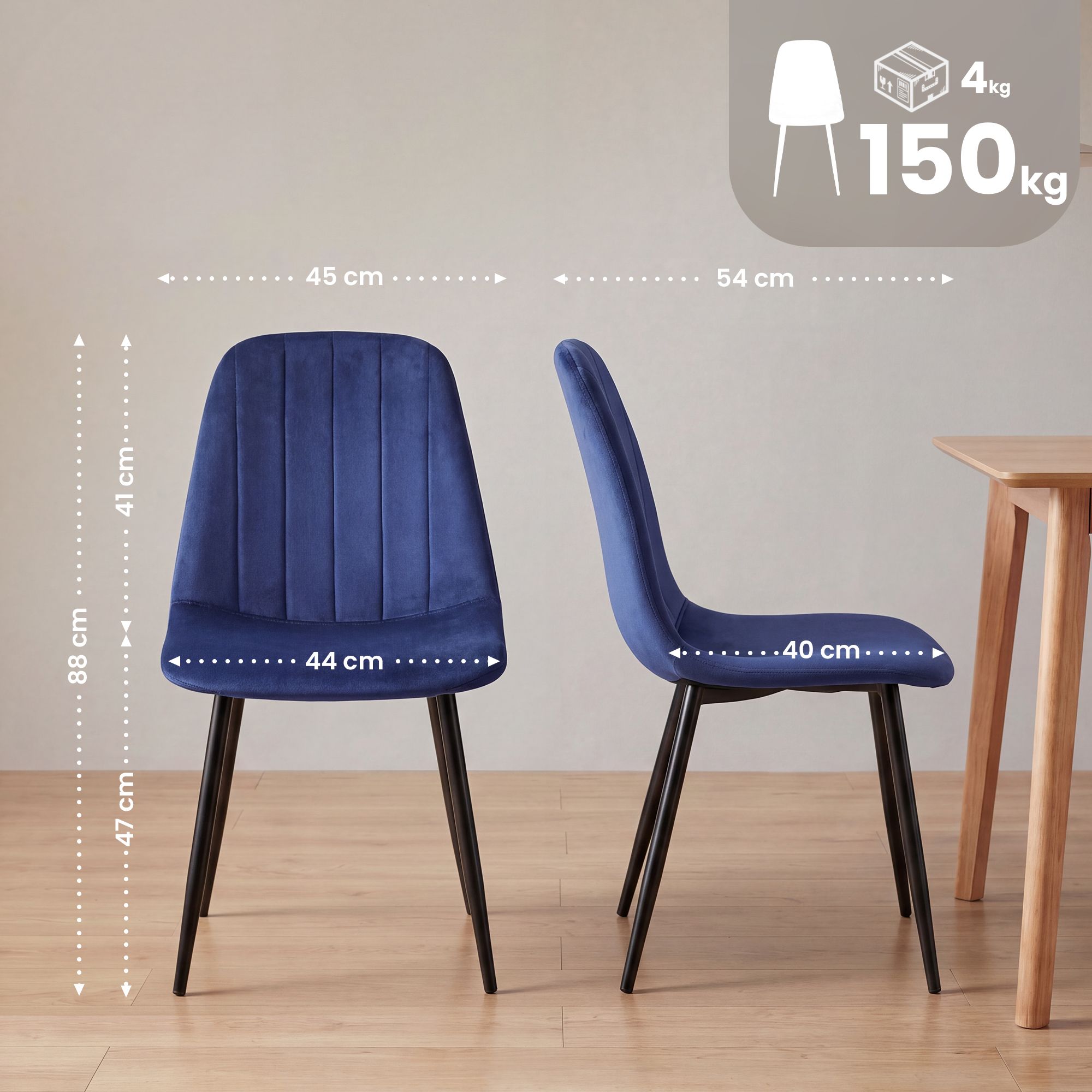 Silla de comedor Baxter de terciopelo