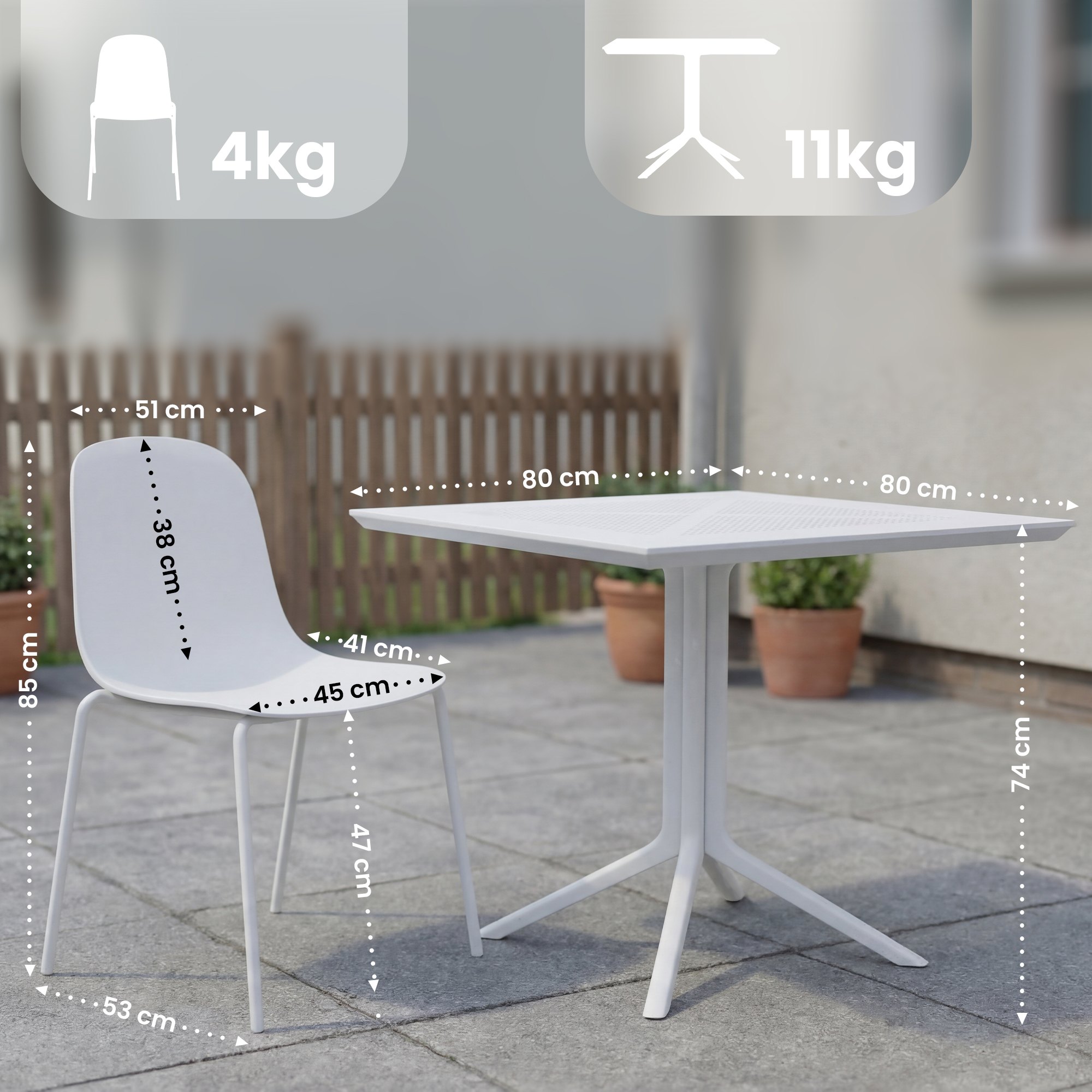 Conjunto de muebles de jardín Zeron con 4 sillas