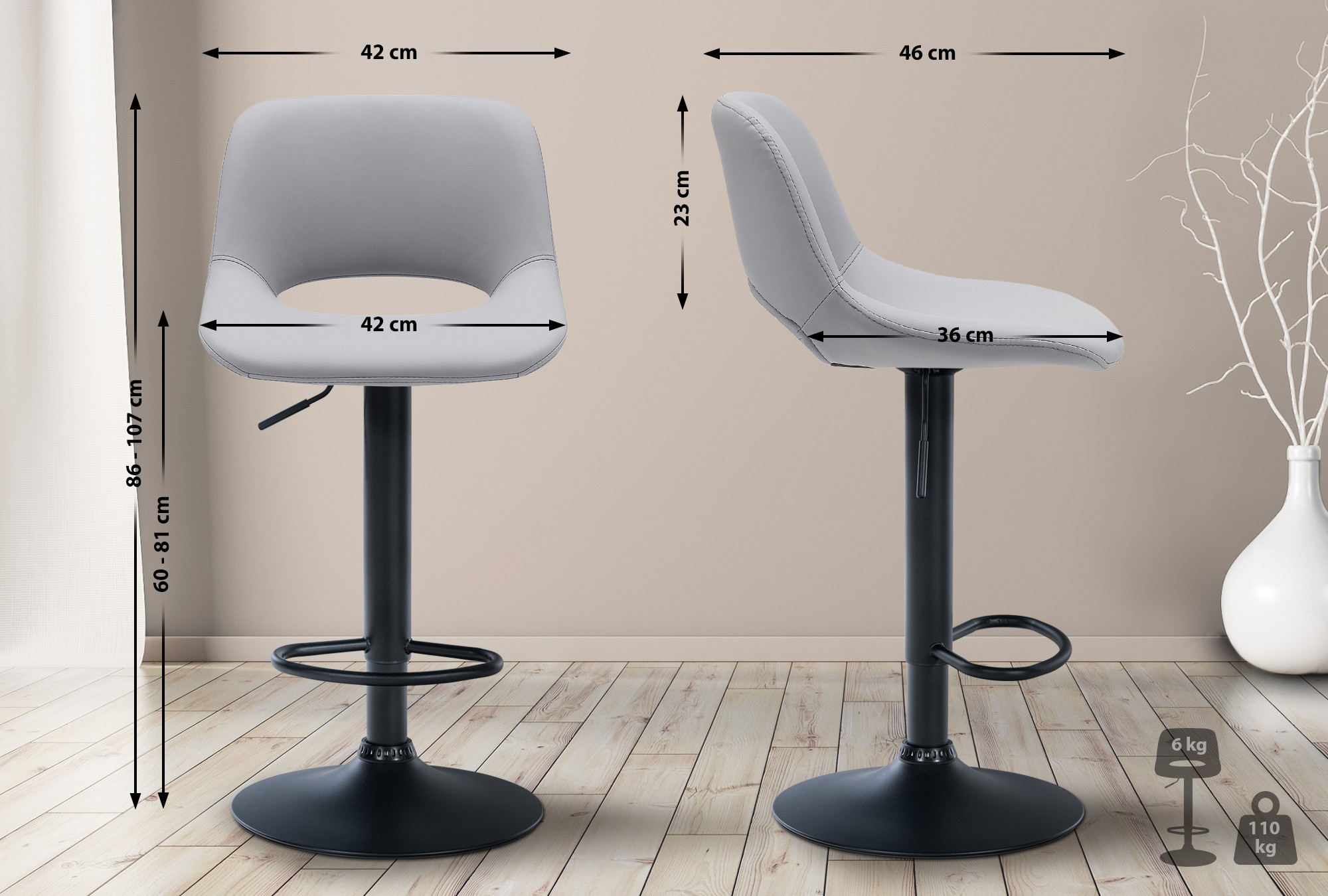 Set de 2 Taburetes de bar Camden En Polipiel