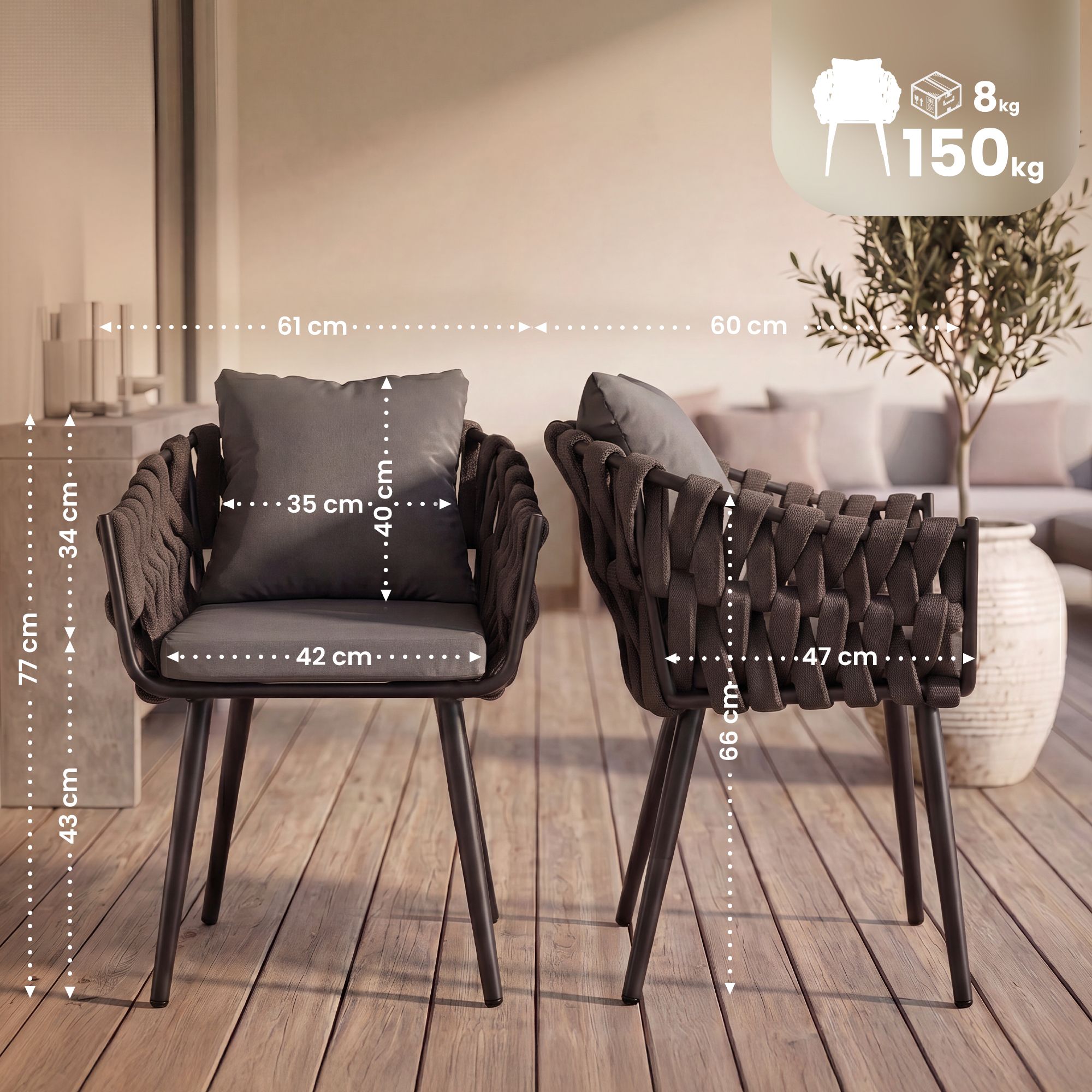 Sillon de jardin Naxos taupe con cojin de asiento
