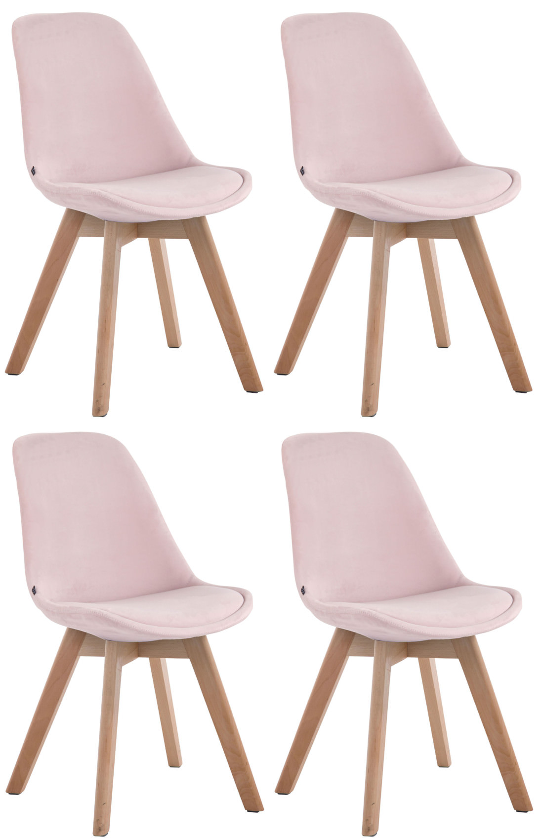 Set de 4 sillas de comedor Borneo tapizadas en terciopelo