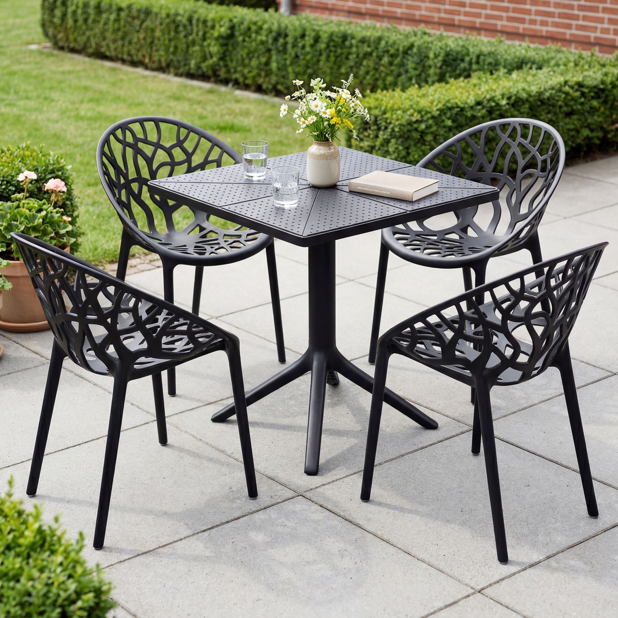 Conjunto de muebles de jardin Neriva con 4 sillas