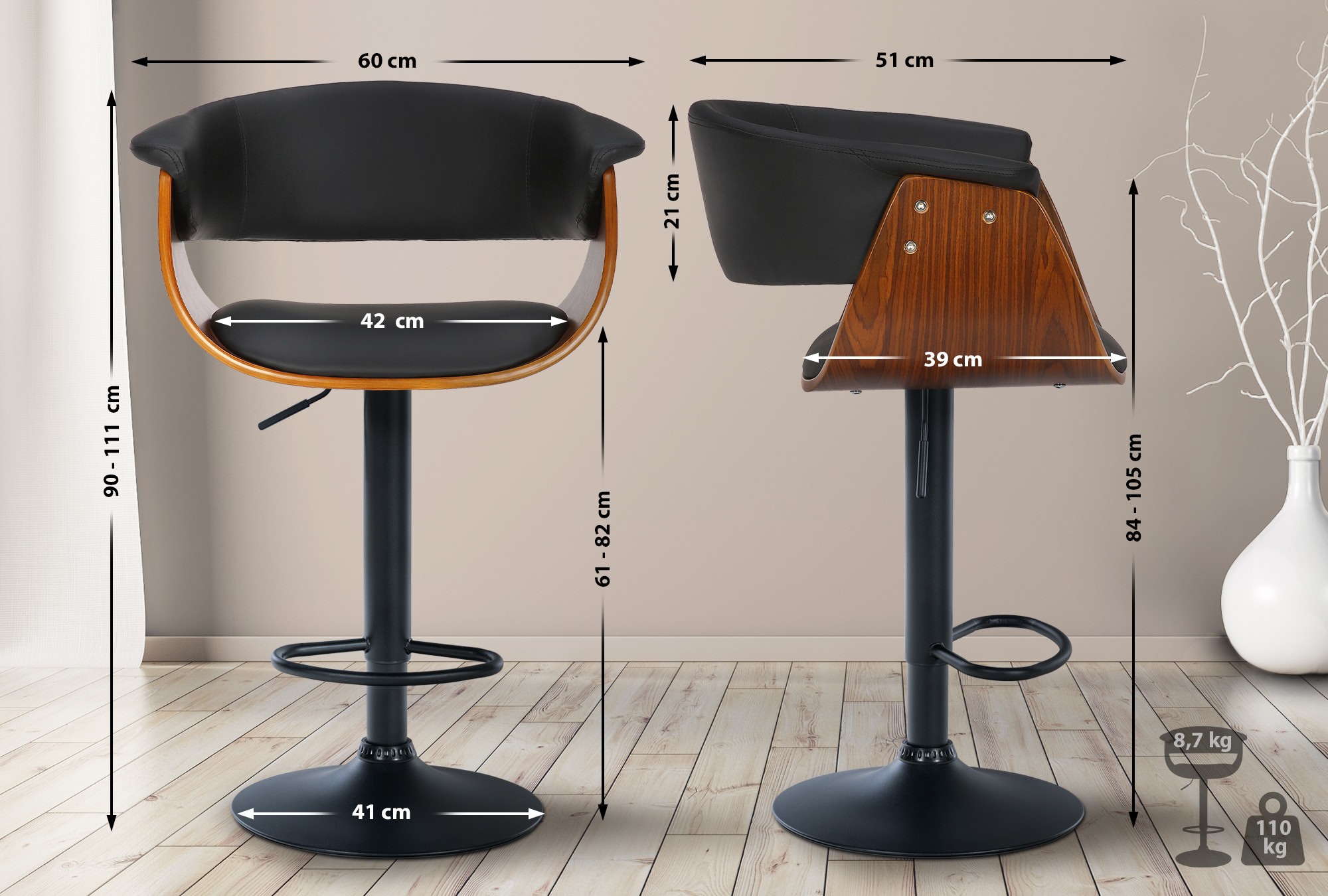 Set de 2 Taburetes de bar Vestal