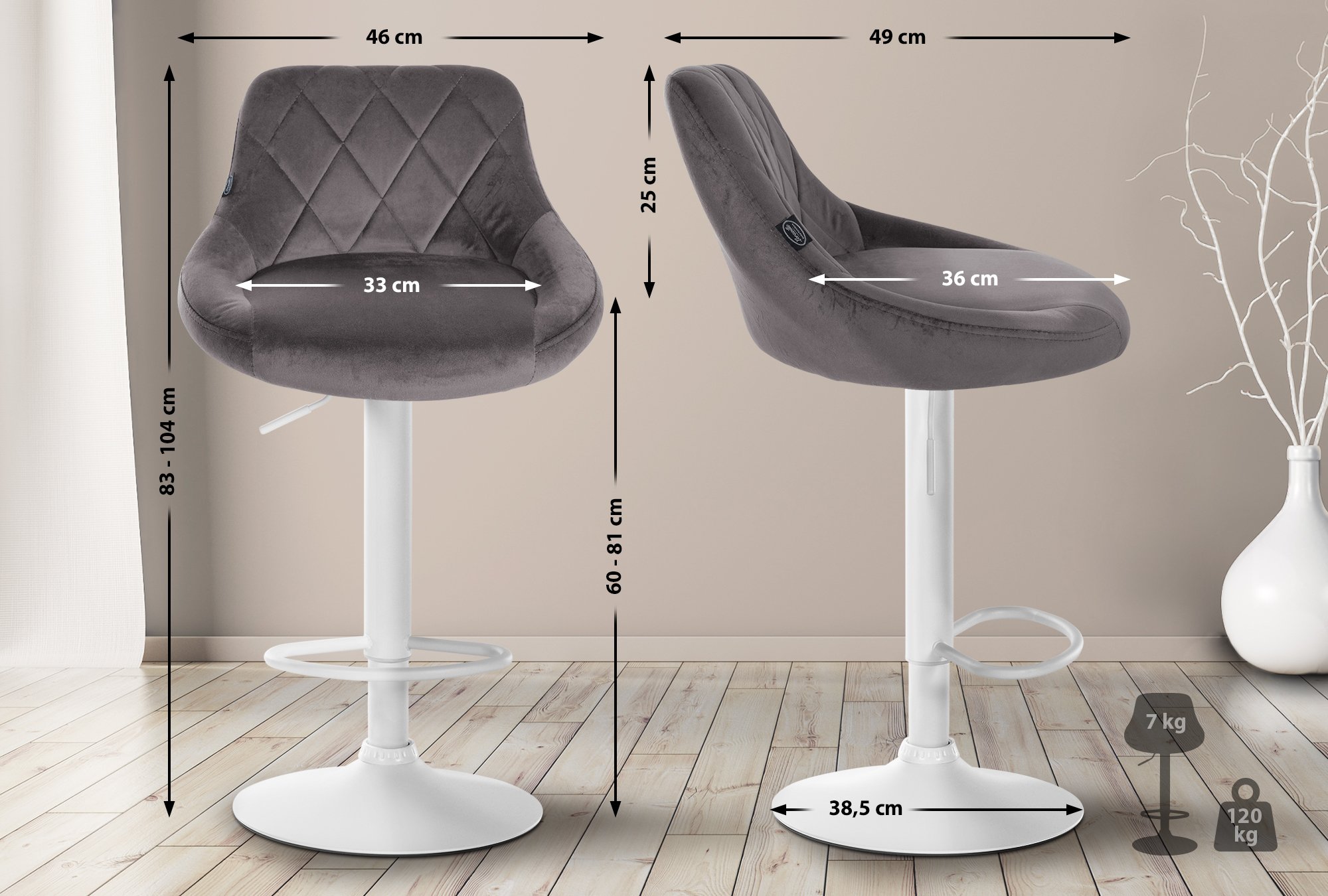 Set de 2 Taburetes Lazio en terciopelo